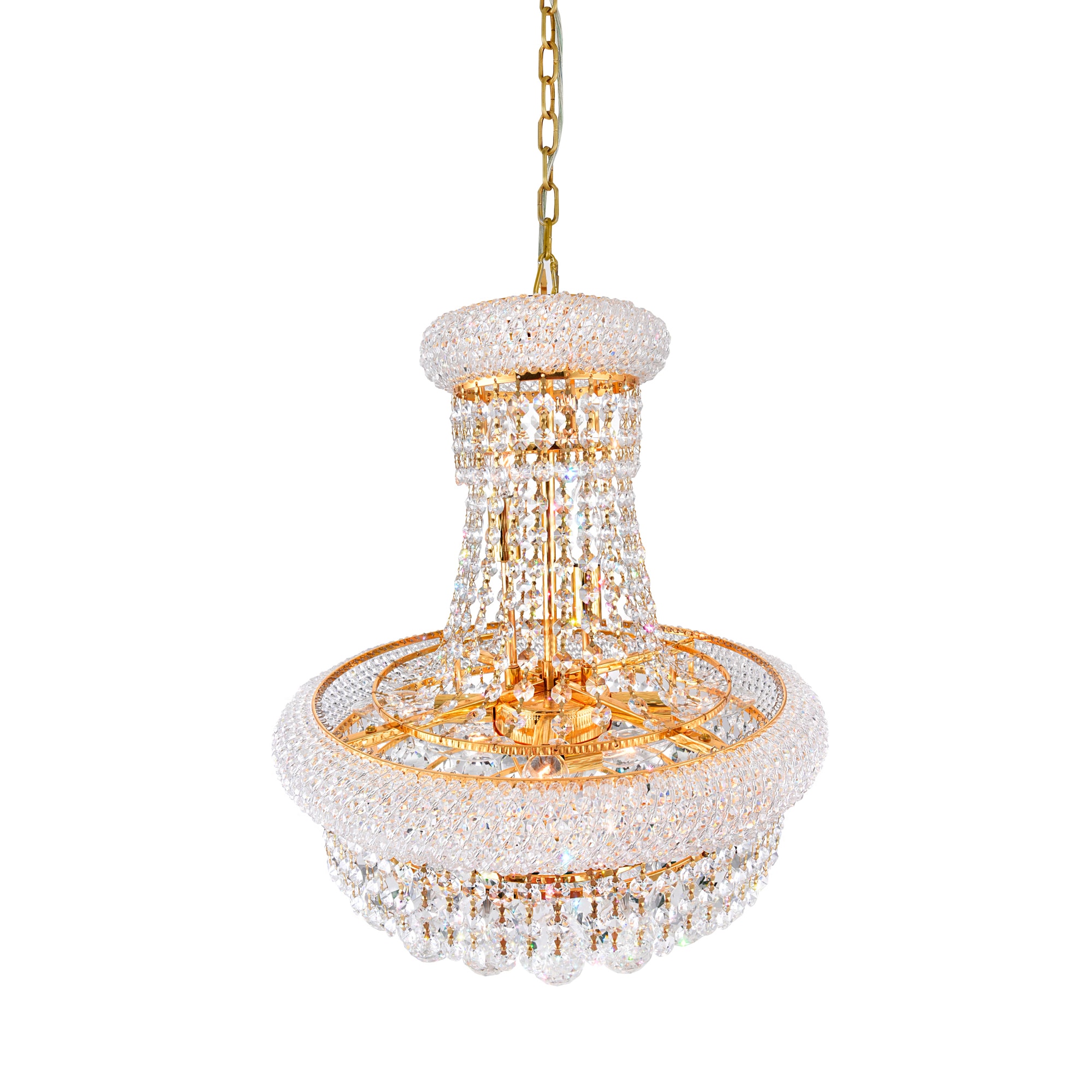 Empire Crystal Elegance 18" Gold Chandelier with Glittering Details