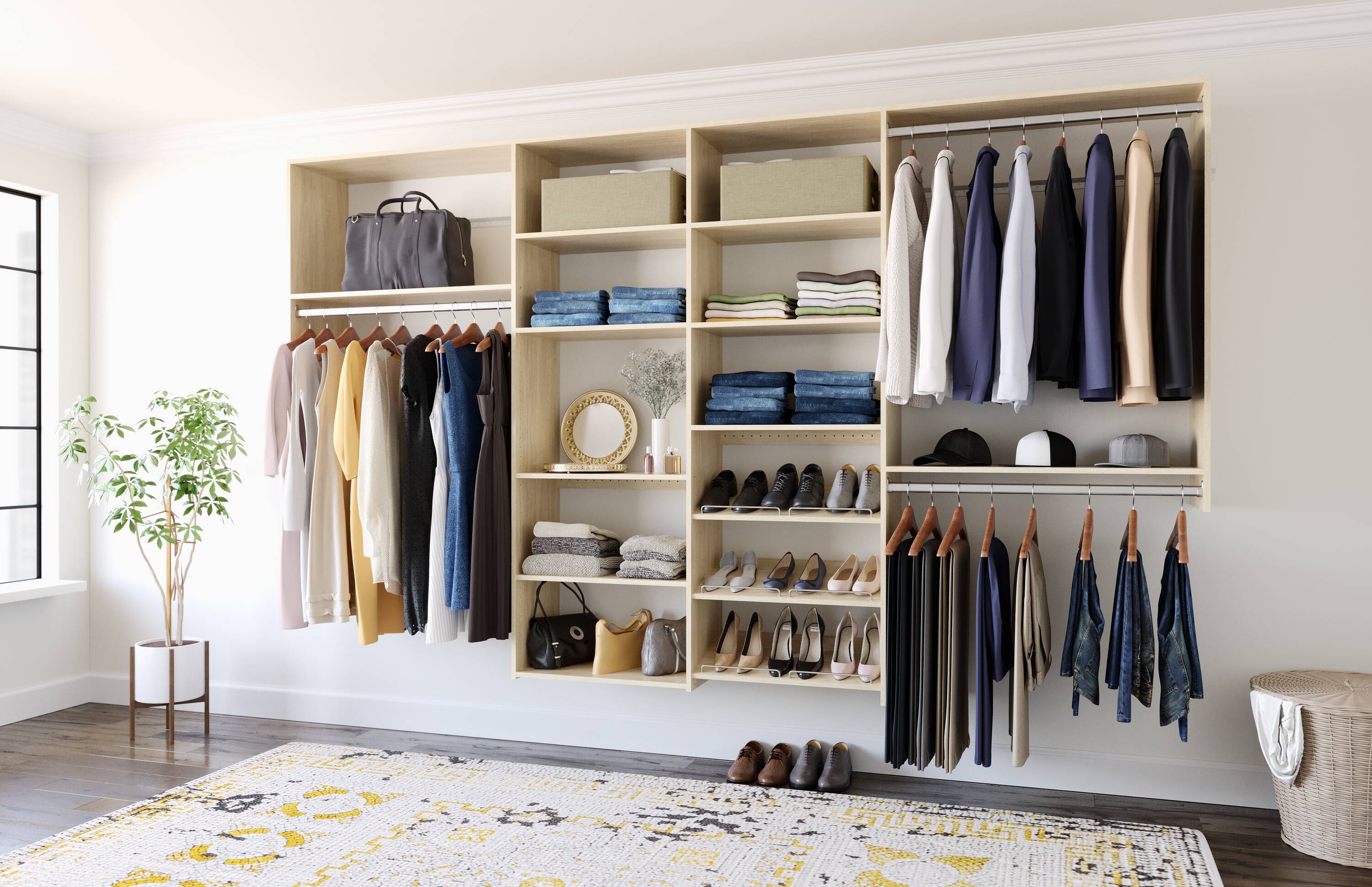 Easy Track PH158-MJ 8.05-Feet to 10.05-Feet W x 6-Feet H Honey Blond Solid Shelving Wood Closet System