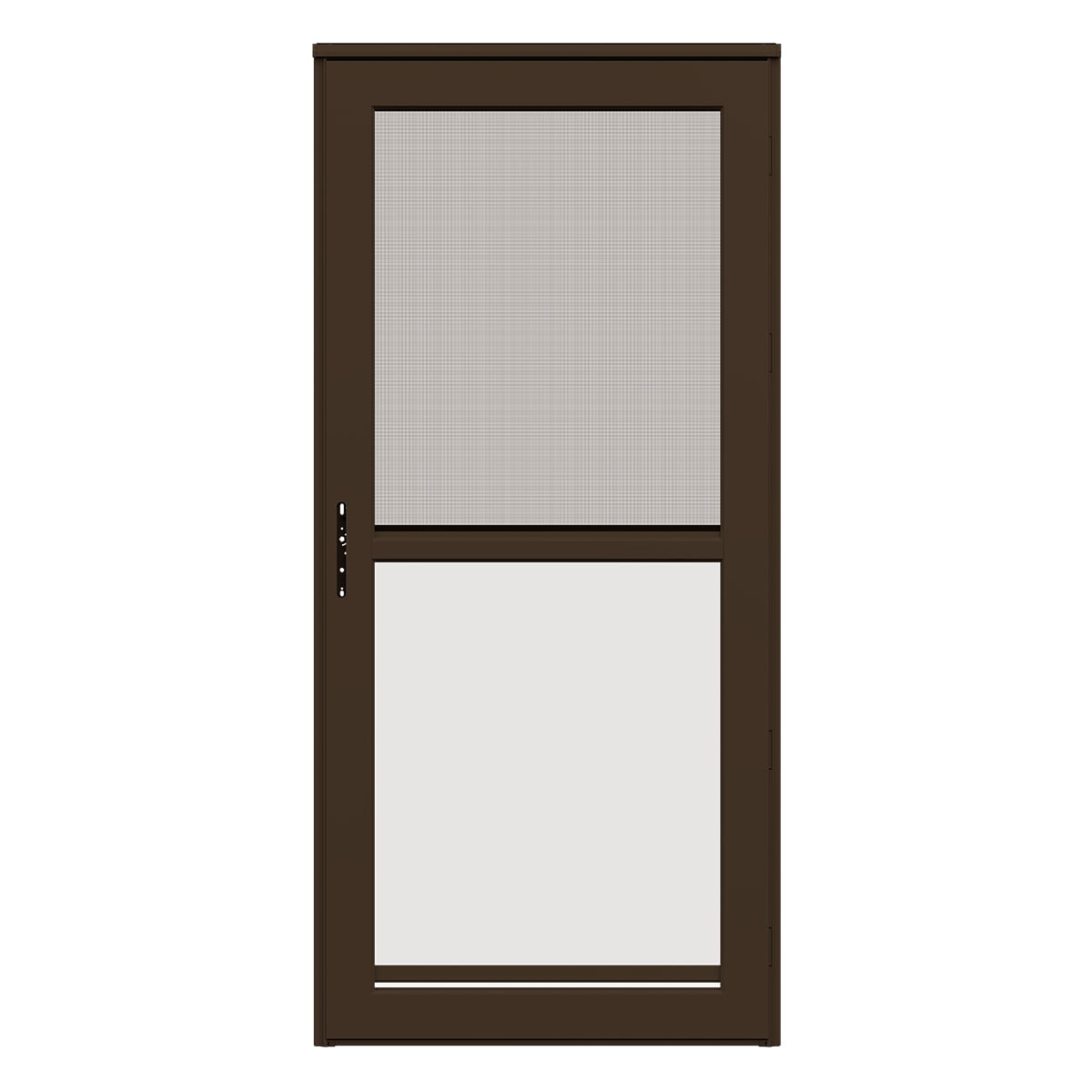 Platinum 32-in x 81-in Woodland Full-view Retractable Screen Aluminum Storm Door Left-Hand Outswing in Brown | - LARSON 45604381R