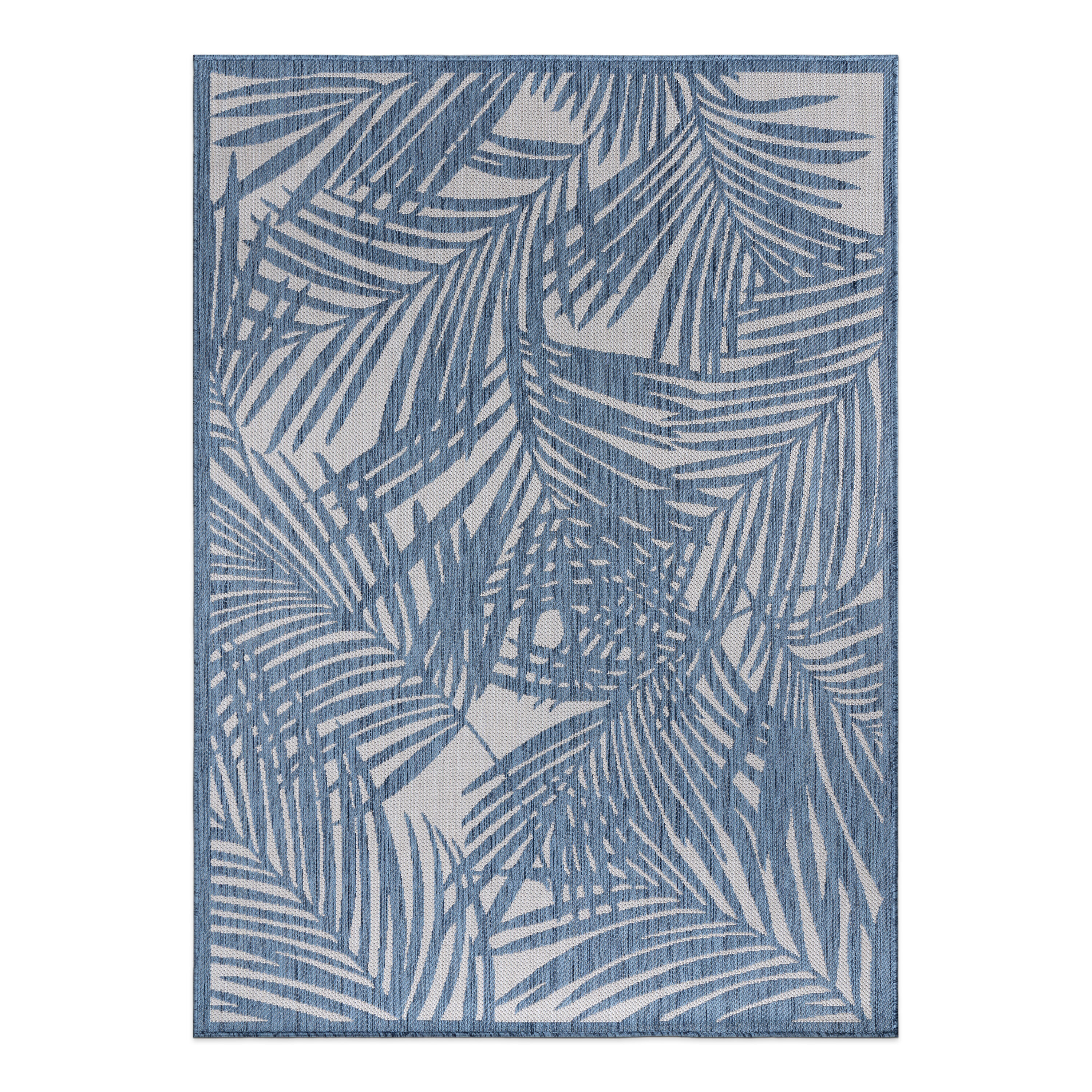 World Rug Gallery Floral Tropical Indoor/Outdoor Area Rug - Blue 5' x 7