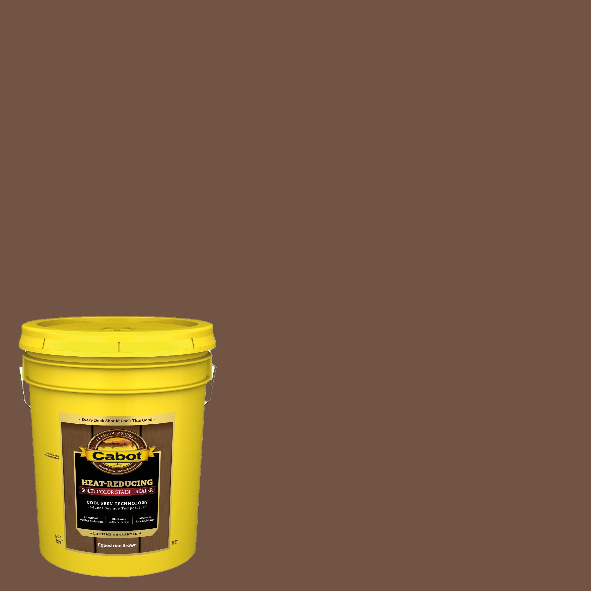 Cabot 140.0001883.008 Heat-Reducing Pre-Tinted Equestrian Brown Solid Exterior Wood Stain and Sealer in One ( 5-gallon )