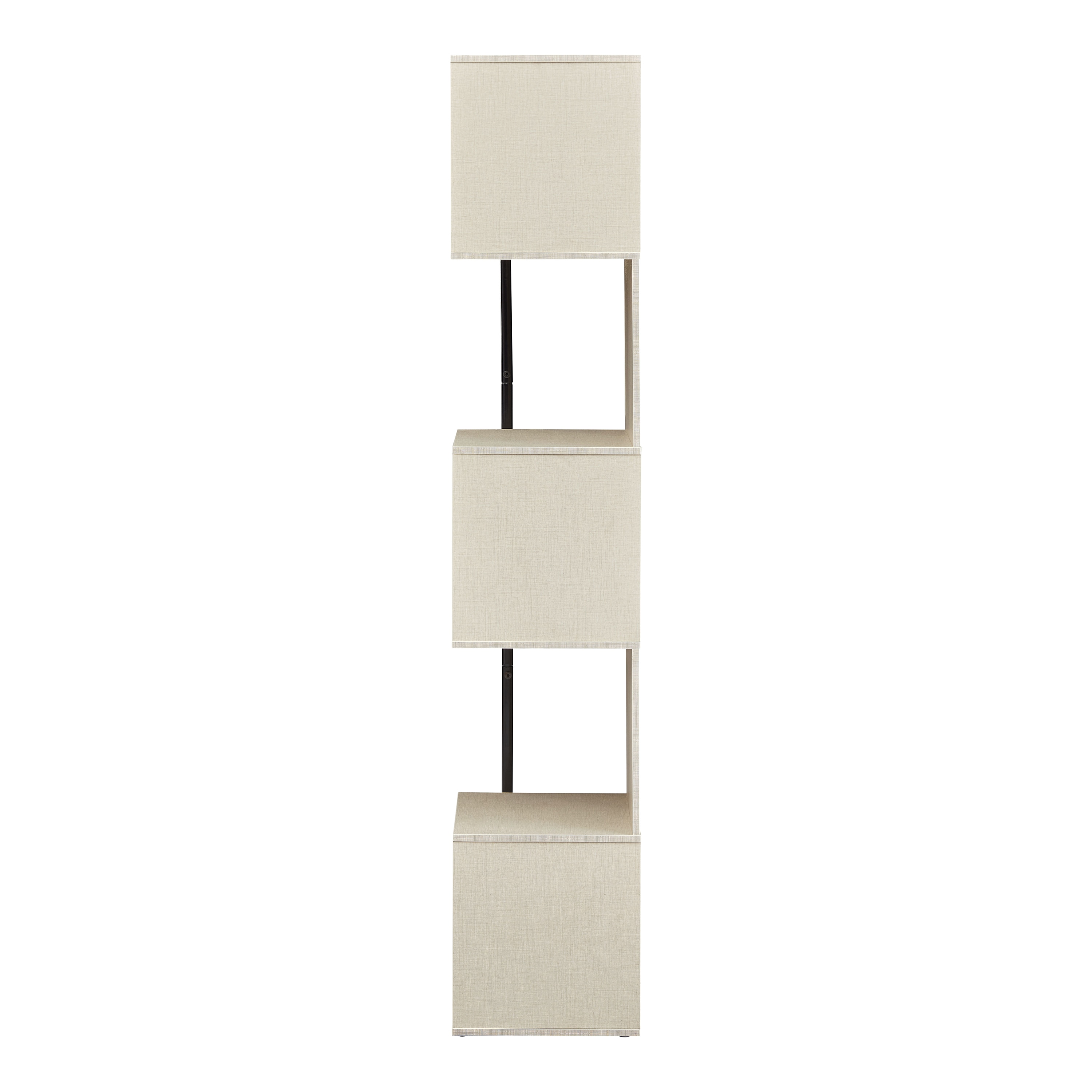 Cream Weave 5-Shelf Corner Bookcase with Black Metal Support