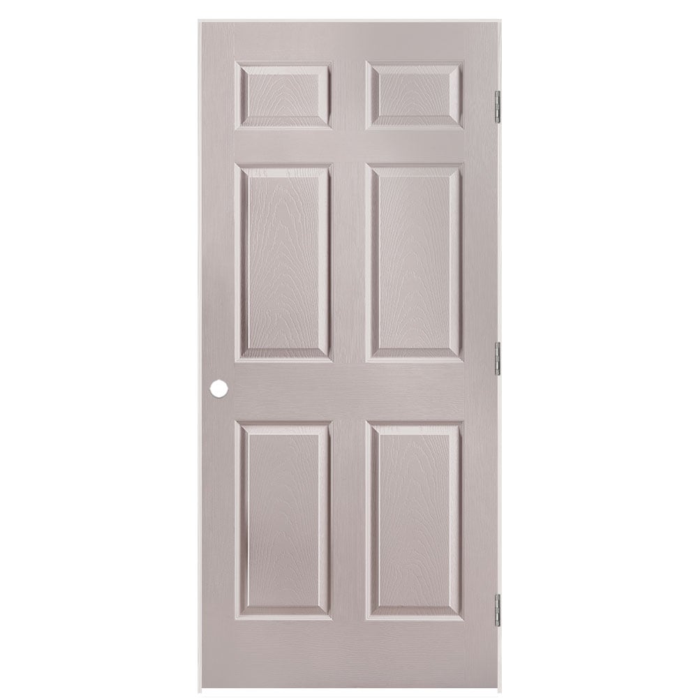 Masonite 1316936 36-in x 80-in Driftwood Solid core 6-panel Left hand Textured Prefinished Molded composite Flat Jamb Single Prehung Interior Door