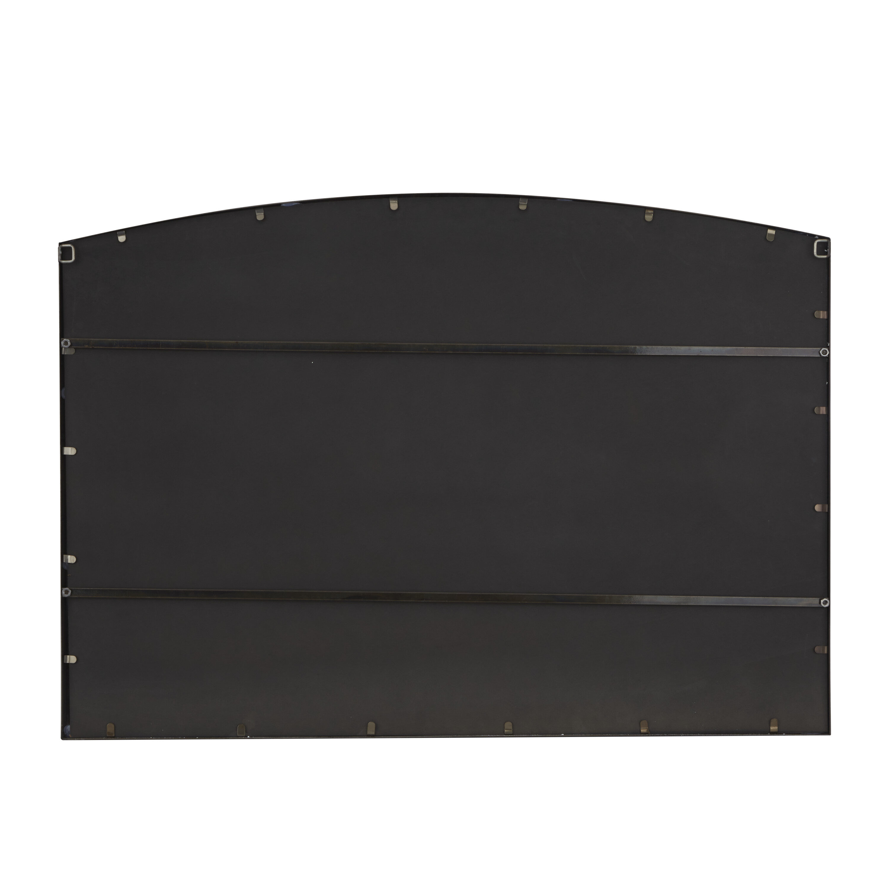 Industrial Black Metal Windowpane Wall Mirror with Arched Top