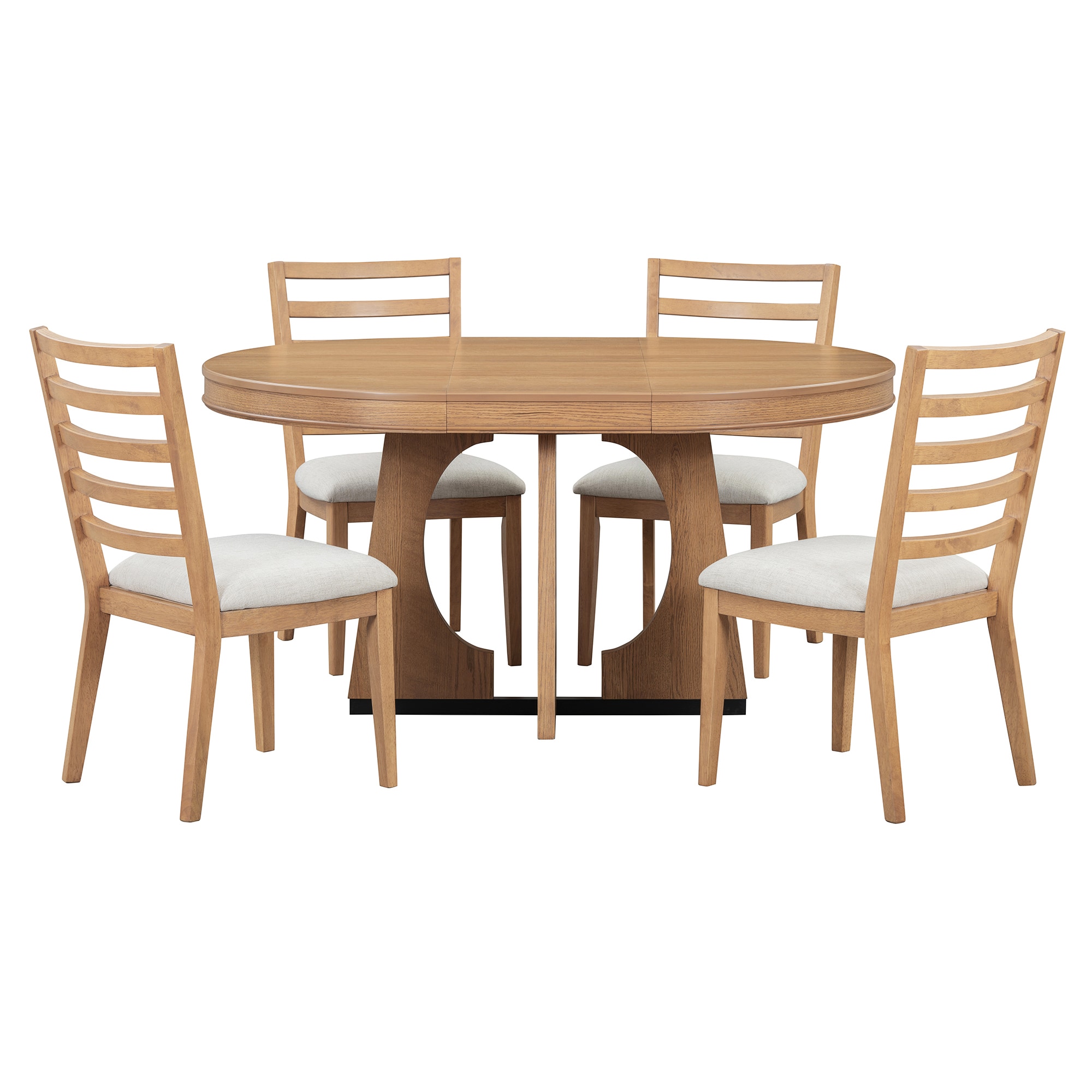 SINOFURN SYA330120GY Natural Rustic Dining Room Set with Round Table ( Seats 4 )