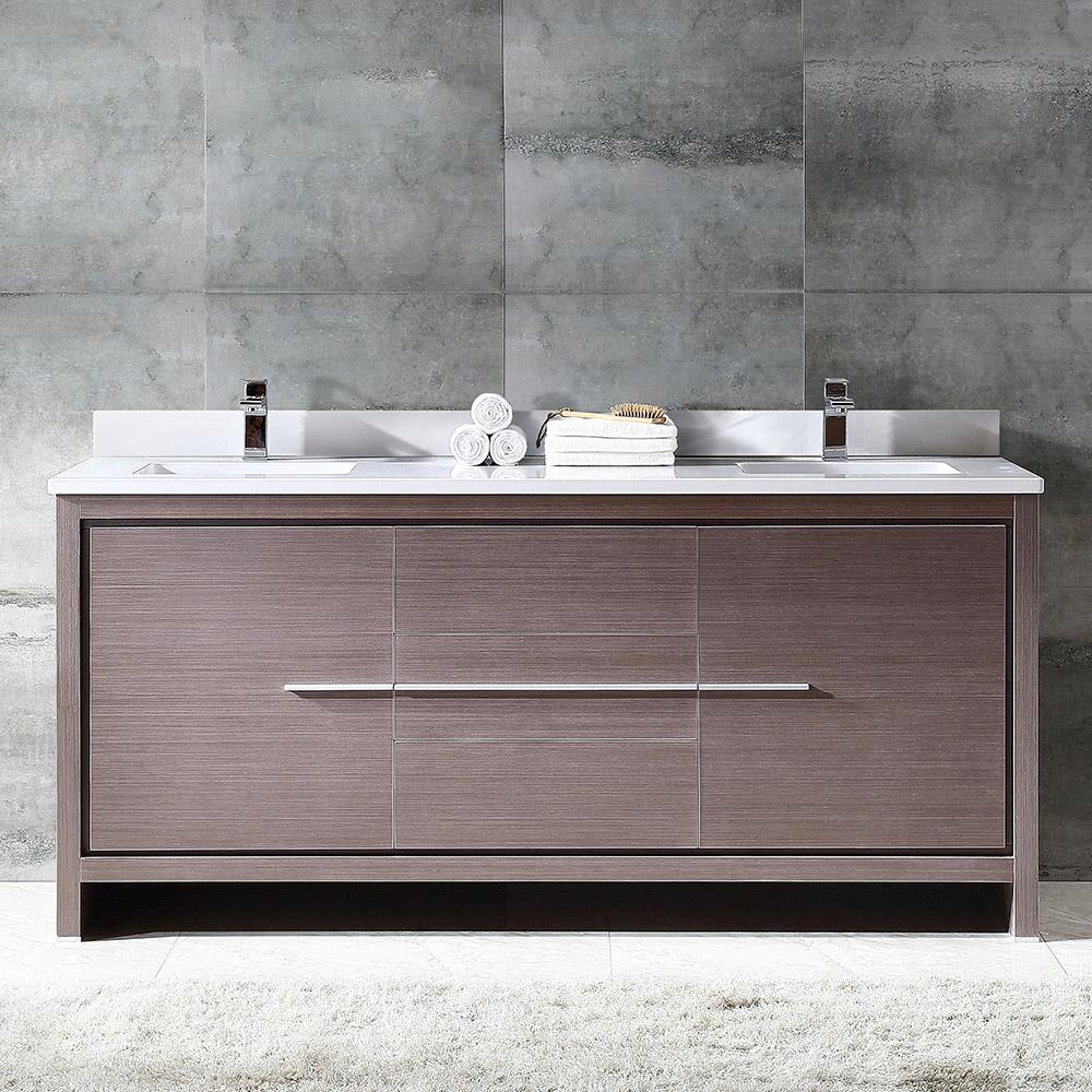 Fresca FCB8172GO-CWH-U Allier 72-in Gray Oak Double sink Bathroom Vanity with White Ceramic Top