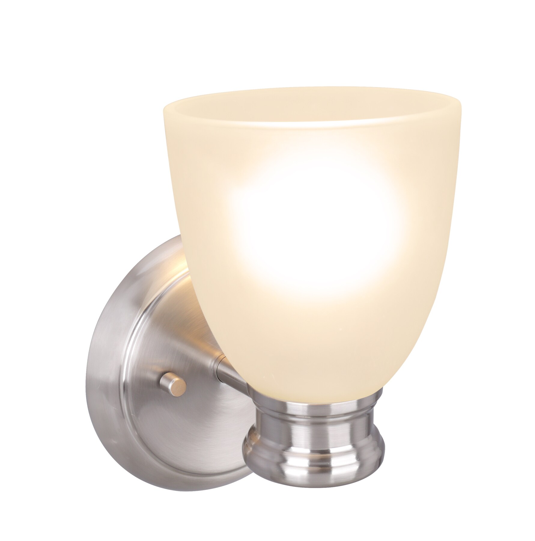 Satin Nickel Frosted Glass Outdoor Wall Sconce, 6" x 8.25"