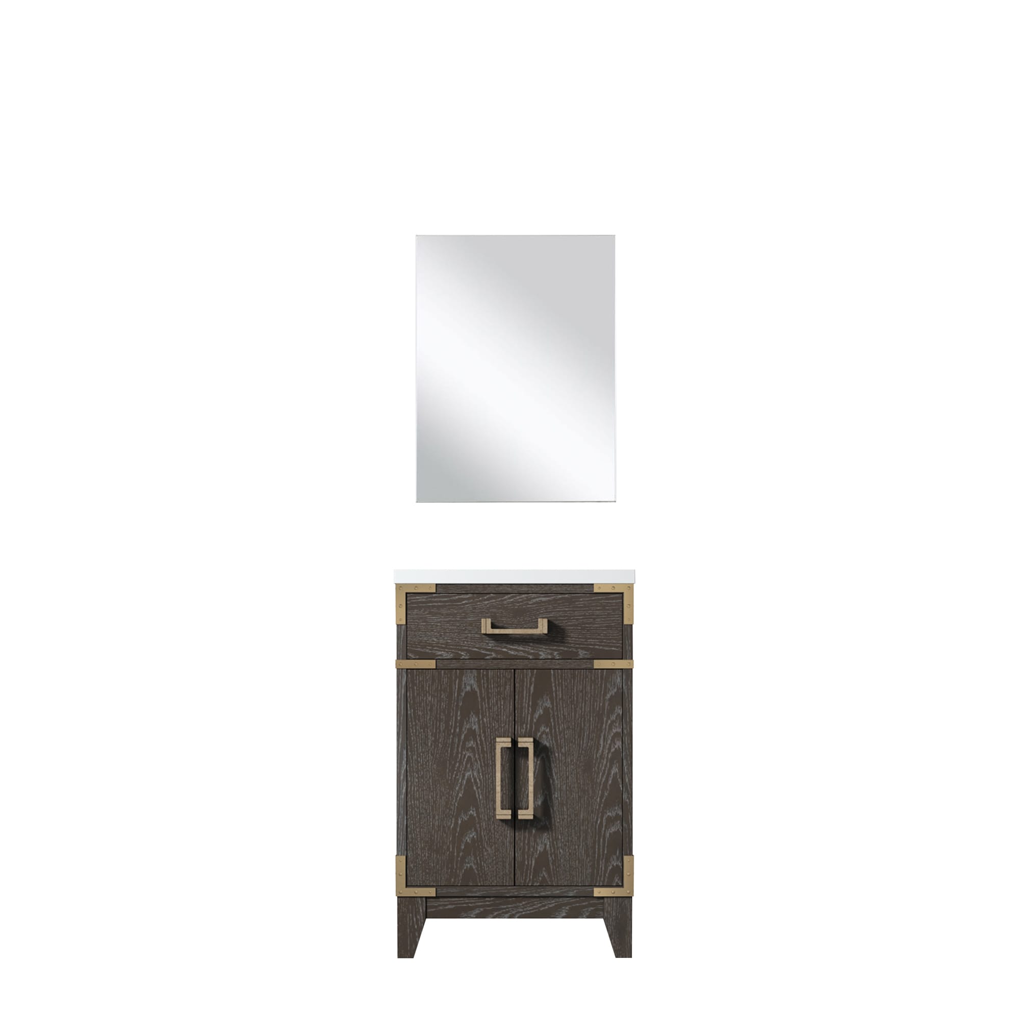 Lexora LVW20SK510 Wilton 20-in Brown Oak Single Sink Bathroom Vanity with White Acrylic Top (Mirror Included)