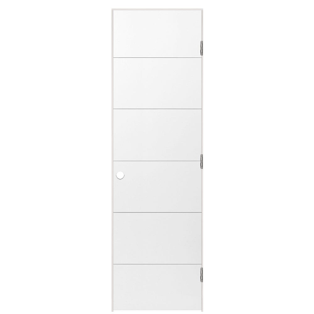 Masonite 1446488 24-in x 80-in Primed Hollow core Flush Left hand Smooth Primed Molded composite Flat Jamb Single Prehung Interior Door