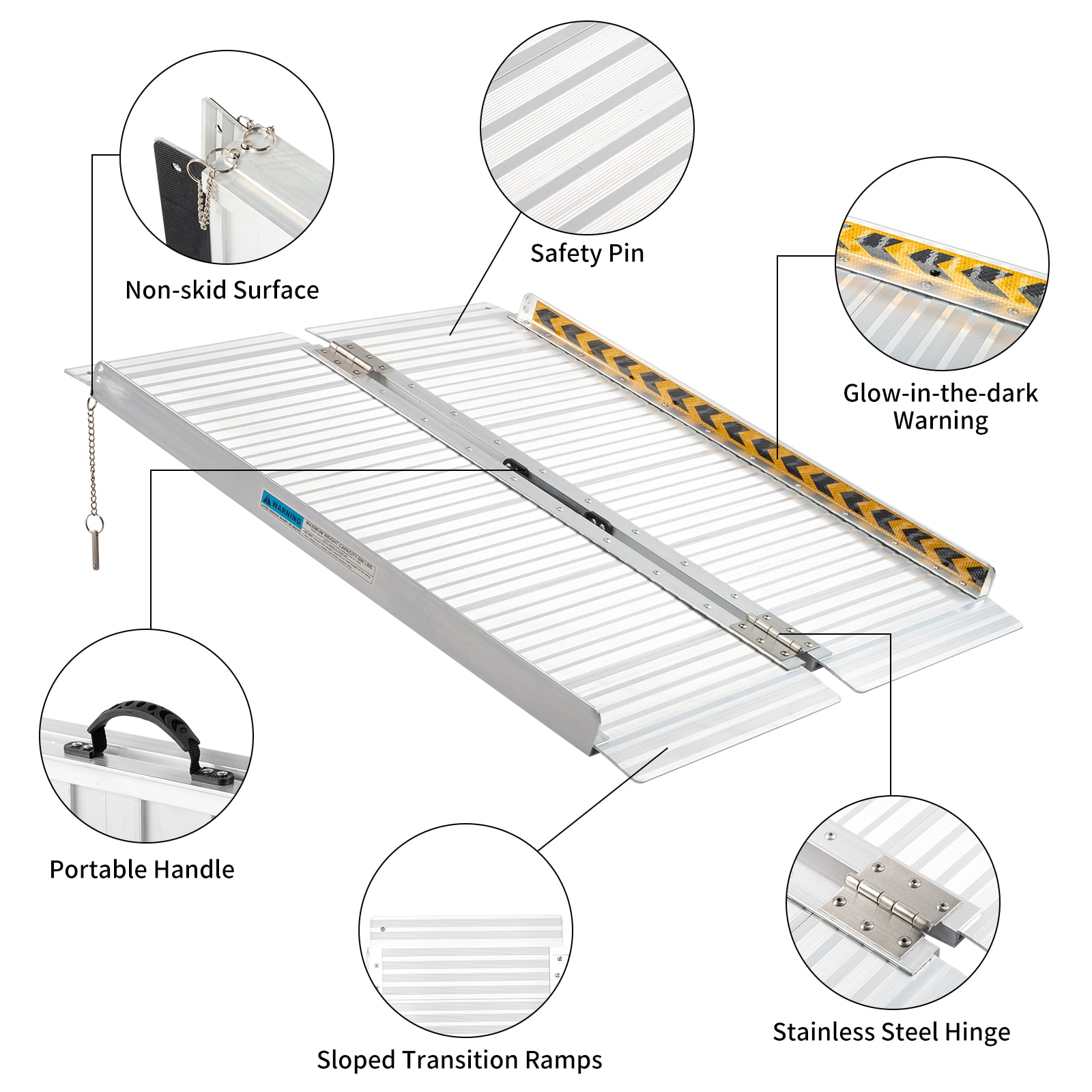 Winado 3-ft x 28-in Aluminum Folding Wheelchair Ramp in the Wheelchair ...