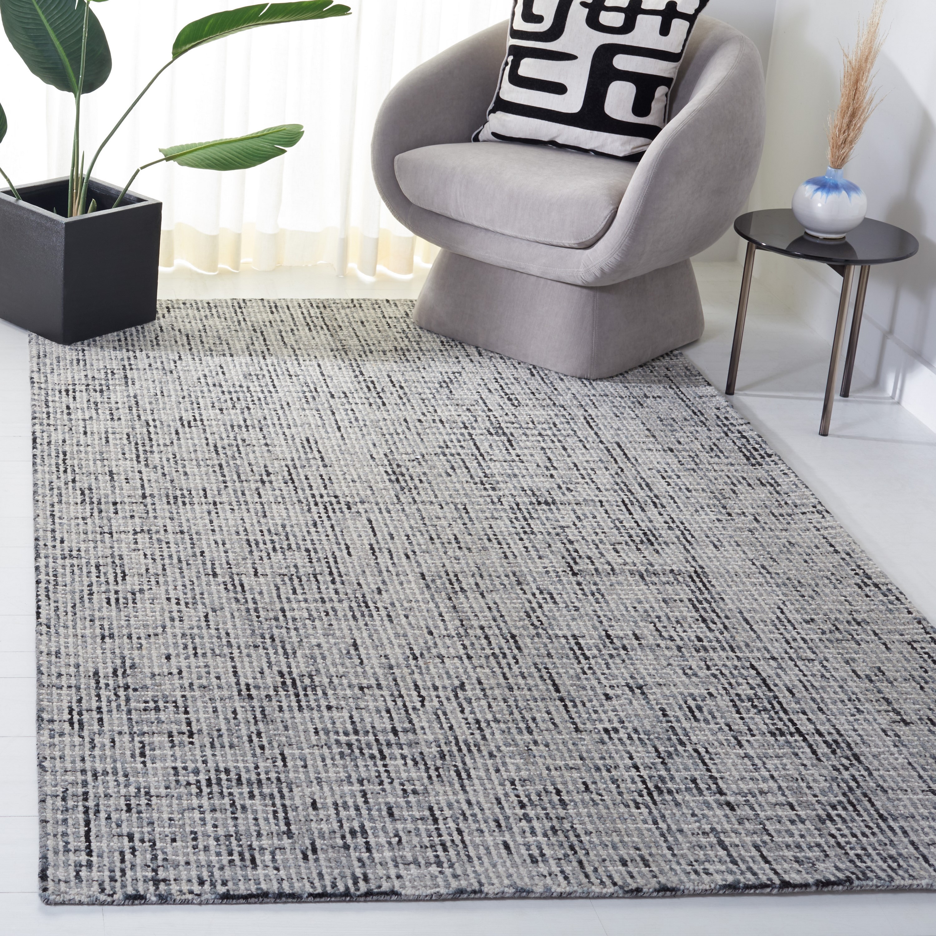Safavieh ABT468H-8 Abstract Lottie 8 x 10 (ft) Tufted Wool Dark Gray/Ivory Rectangular Indoor Abstract Bohemian/Eclectic Area rug