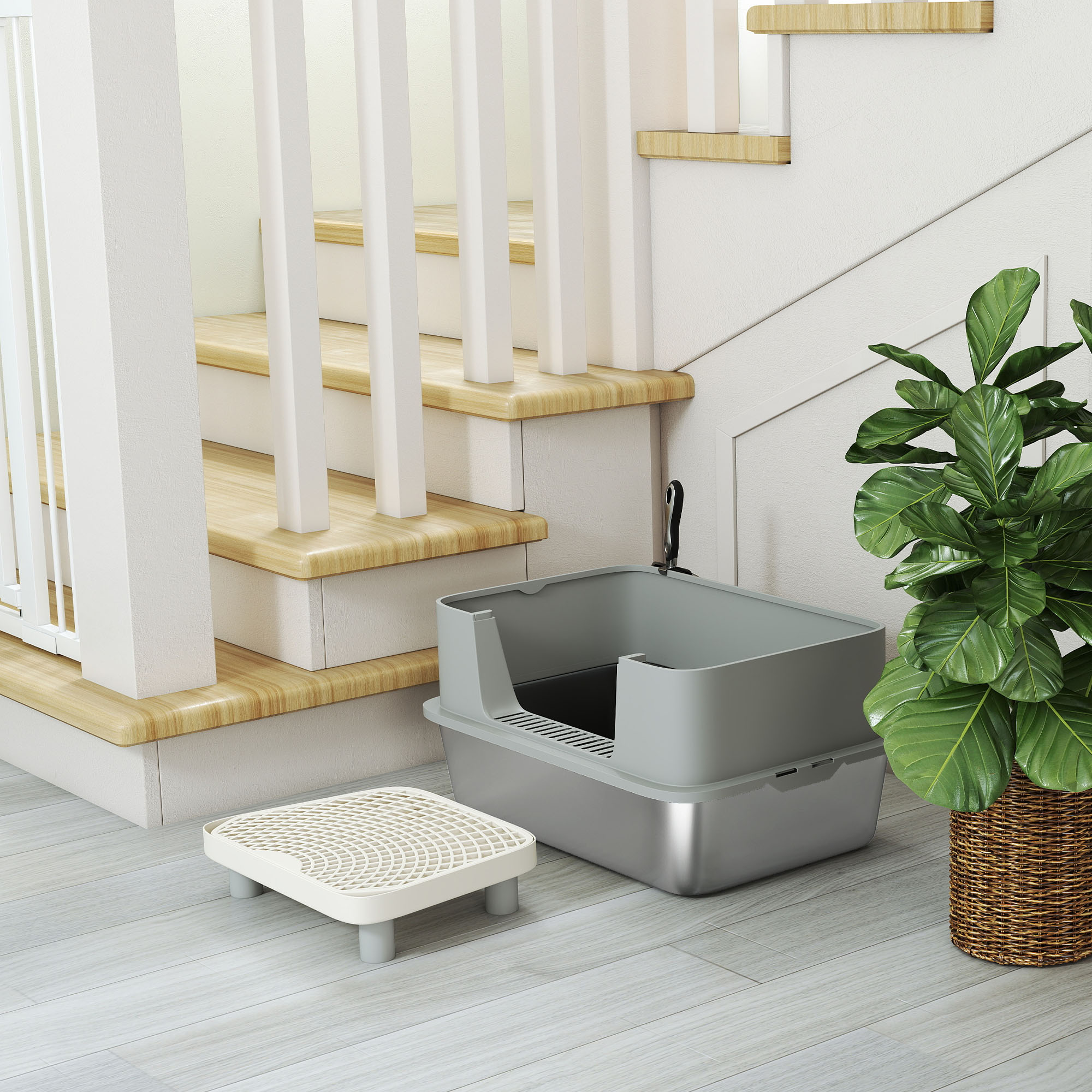 PawHut D31-145V01GY Cat-Litter-Box - View #7