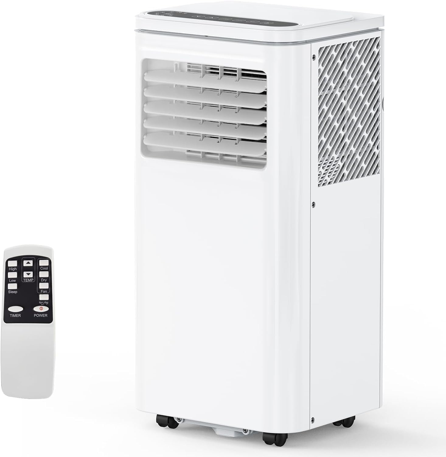 Qeetex LSAPHO10F8KGR3 8000 BTU Portable Air Conditioner White with Remote Control Dehumidifier Fan and Sleep Mode for Rooms up to 350 Sq Ft
