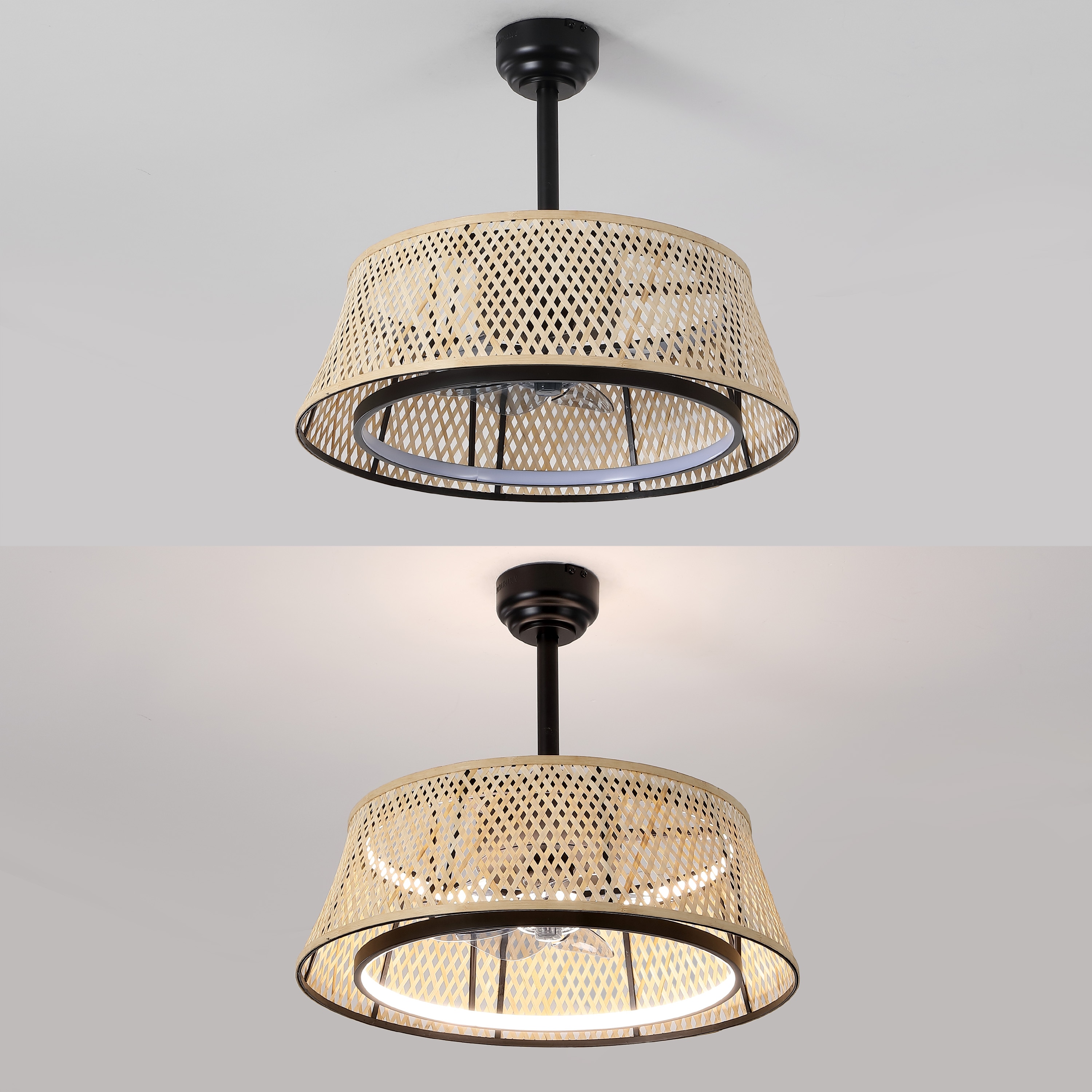 Cressida 23.75" Light Brown and Black Bamboo LED Ceiling Fan with Remote