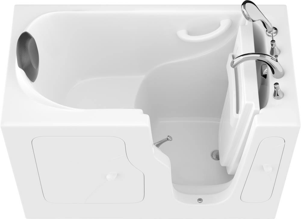 Endurance LS2853RWS-CP Safe Palace 28-in x 53-in White Gel-coated Fiberglass Rectangular Walk-in Soaking Bathtub with Faucet Hand Shower with Drain ( Right Drain )