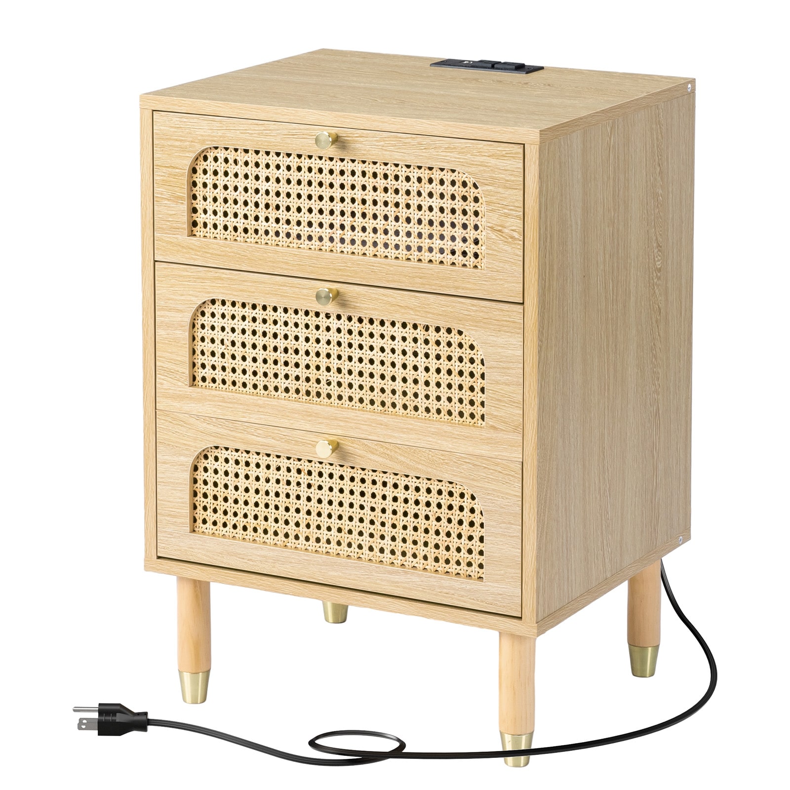 Outopee LO1G52003042 Brown 3 -Drawer 18.9-in W x 26.97-in H Modern Nightstand