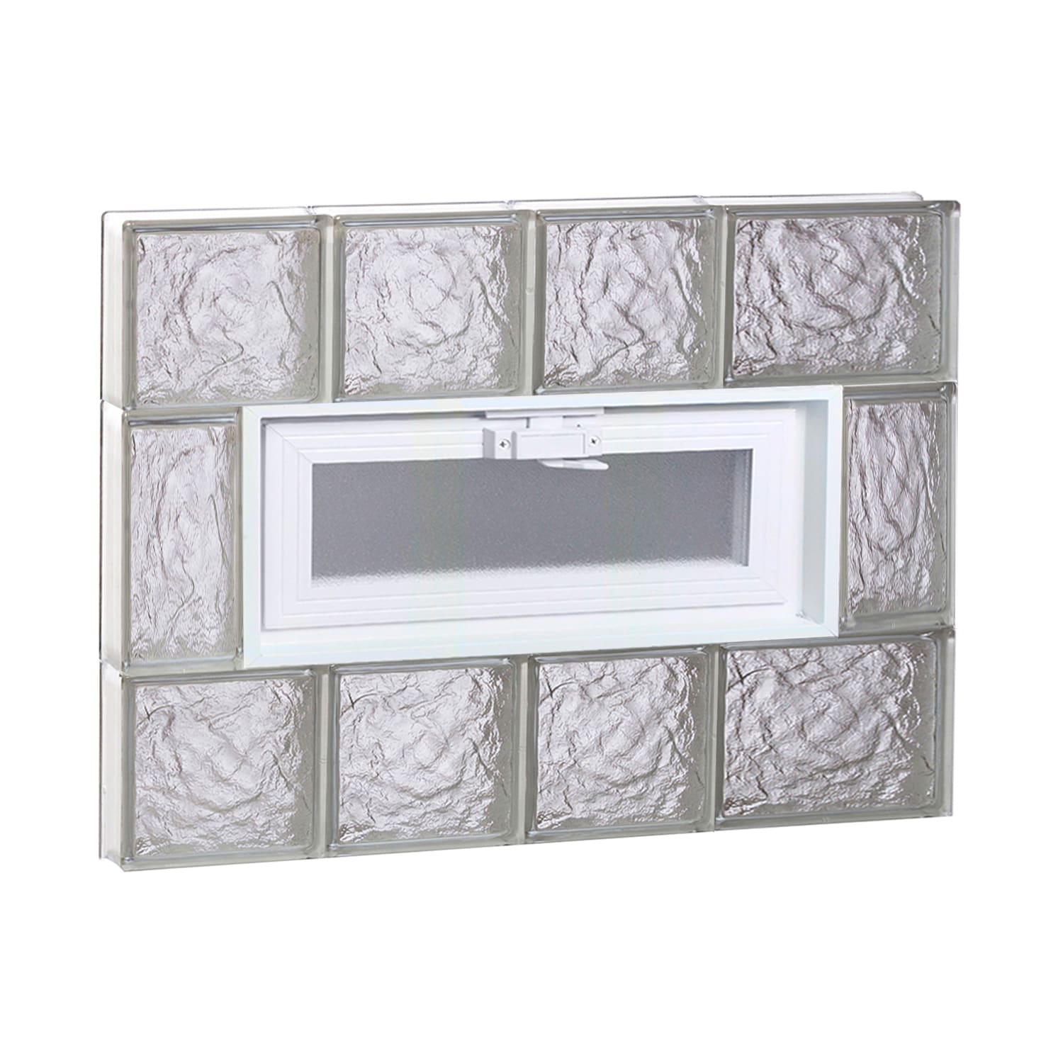 REDI2SET V2620IS Ice Glass 25-in x 19-1/4-in Frameless Replacement Vented Glass Block Window