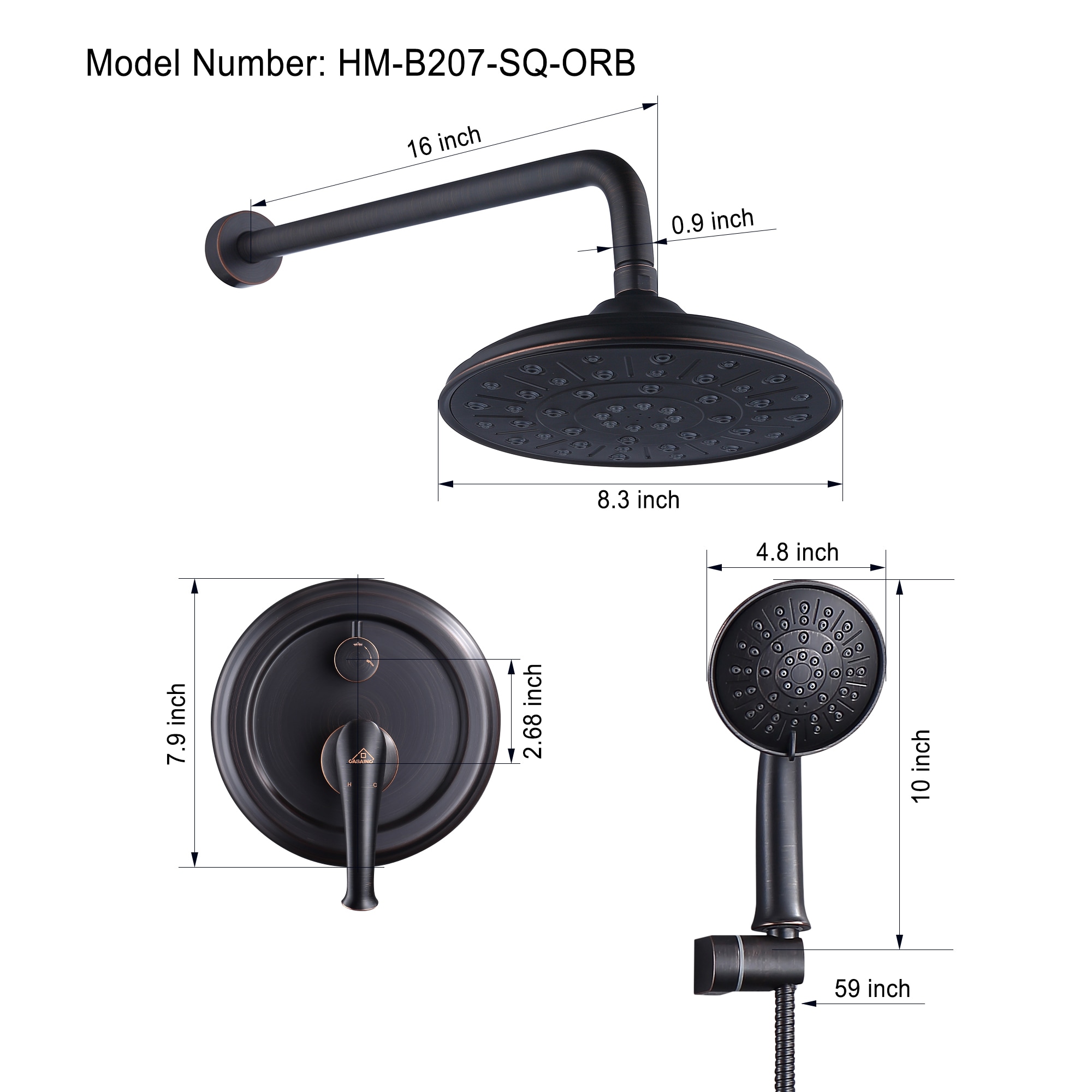 Clihome DG-SS806NS16 Showerhead-Bar-Panels - View #6
