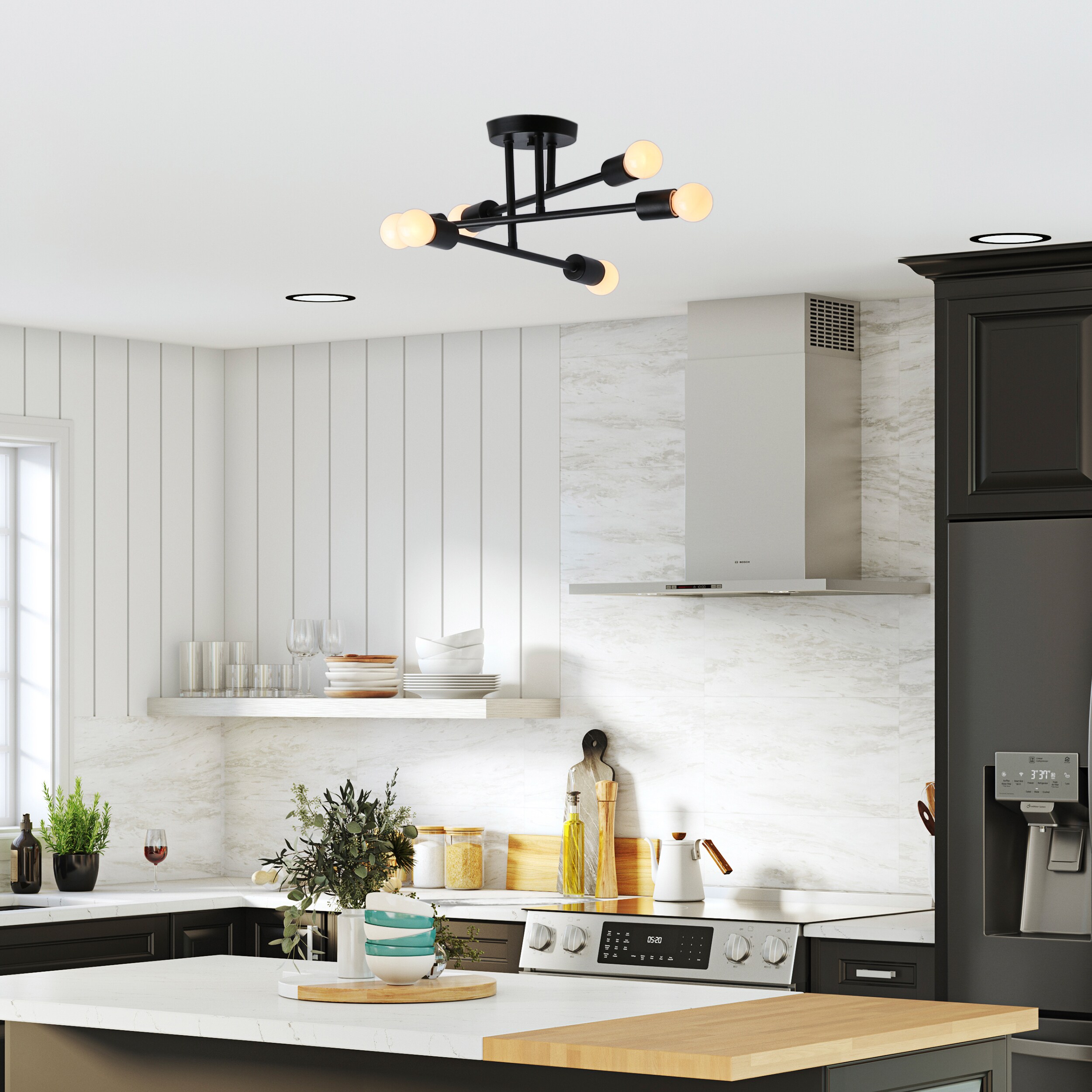 Origin 21 Shaye 6-Light 17-in Matte Black Semi mount light