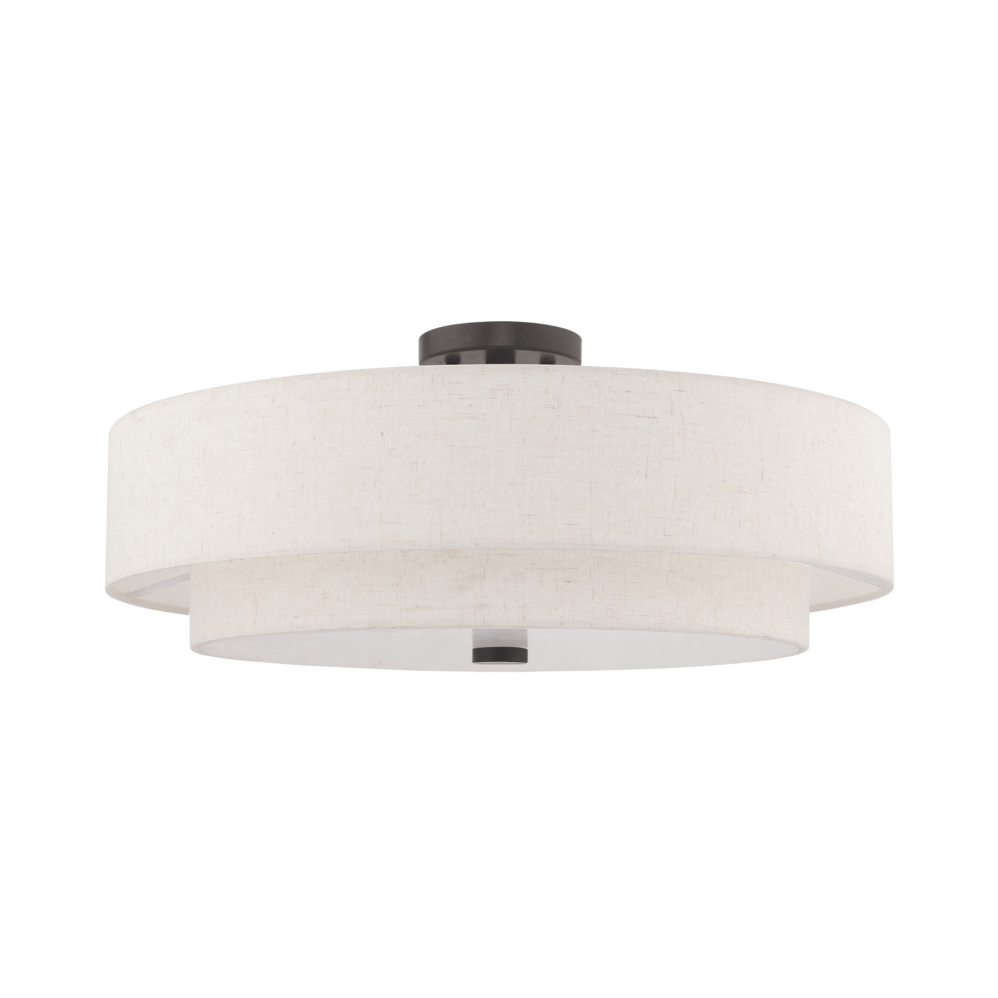 English Bronze Double Drum Semi-Flush Mount Light