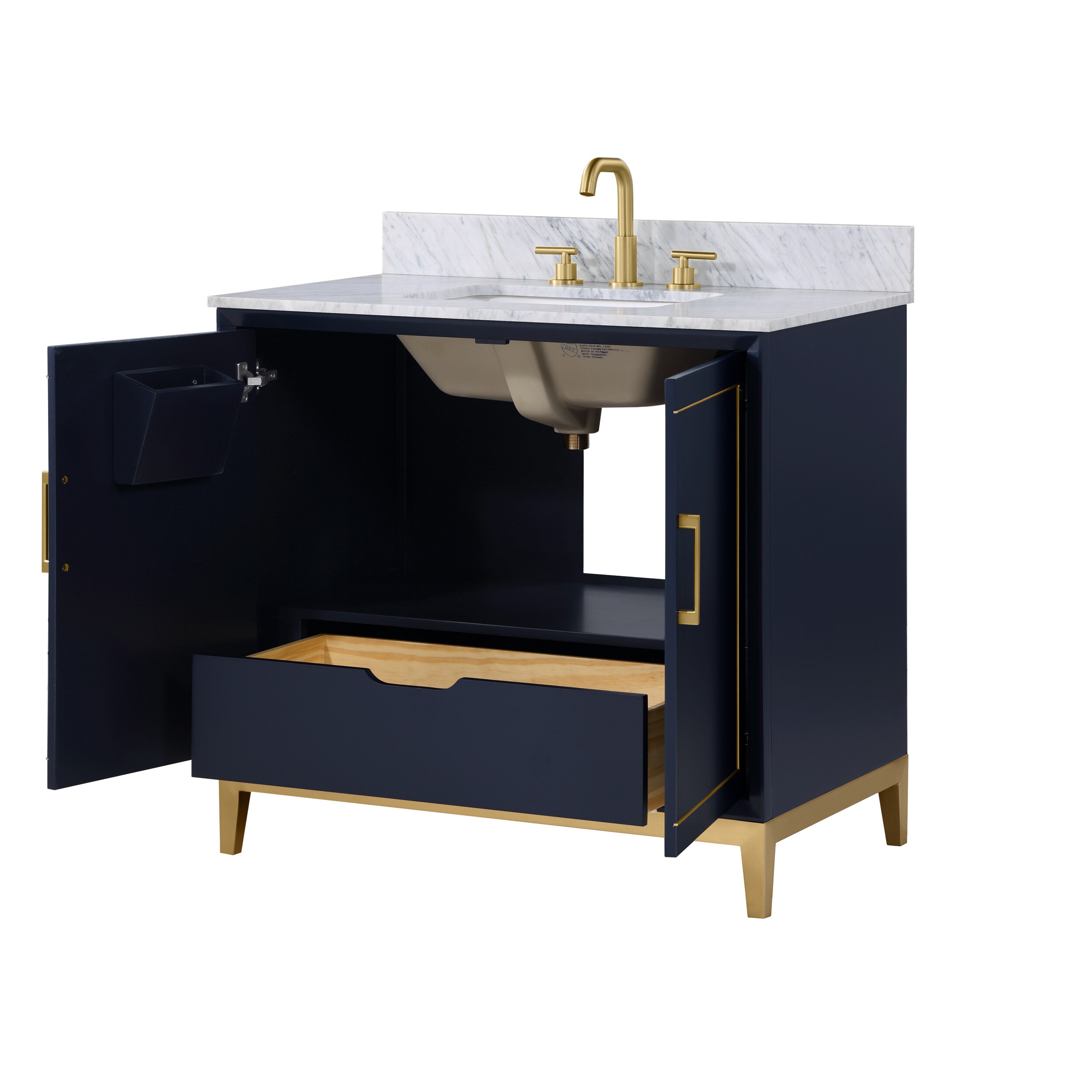 BEMMA Gracie 36-in Pacific Blue Undermount Single Sink Bathroom Vanity ...