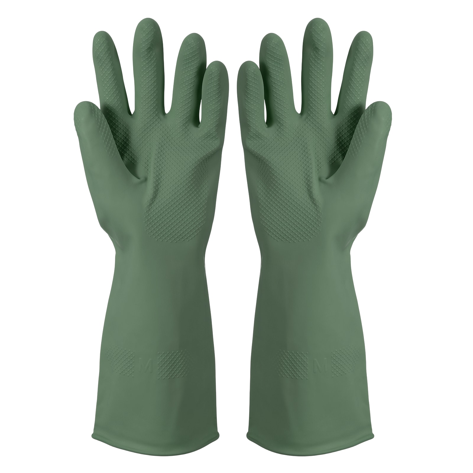 Unique Bargains - Rubber Cleaning Gloves Reusable Household Dishwashing Long Rubber Gloves with N...