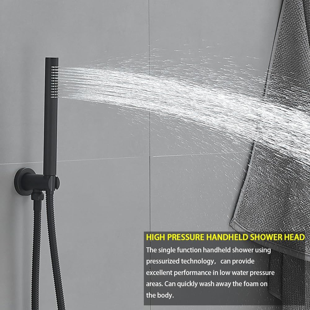 CYIKE Matte Black Shower System with Push Button Diverter Ceiling Mount ...