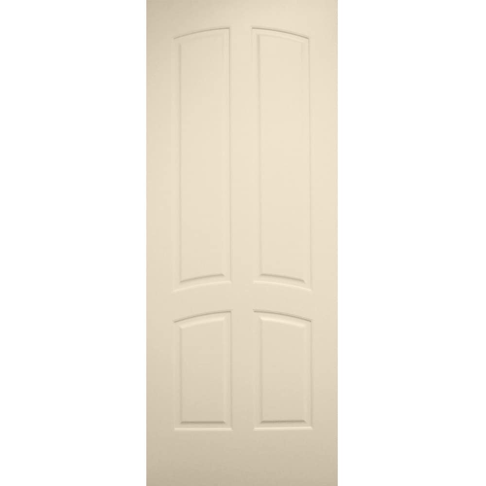 American Building Supply LO966717 Encore 28-in x 80-in Cream-n-Sugar 4-panel arch top Smooth Solid core Prefinished MDF Slab Door