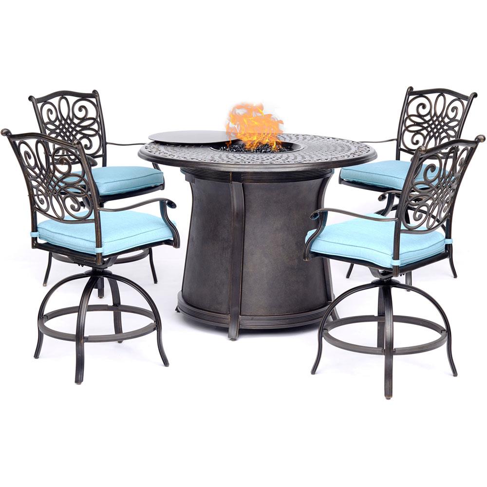 Aluminum Frame Patio Dining Set, Tall Fire Pit Table With Chairs