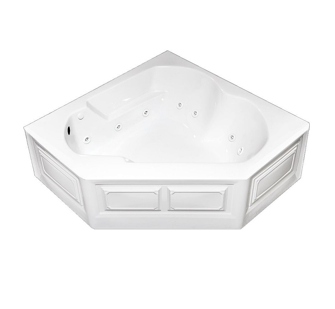 Laurel Mountain 6060DPWSL064 Dual Corner Plus Skirted 59.625-Inches x 59.625-Inches White Acrylic Corner Alcove Whirlpool tub ( Left Drain )