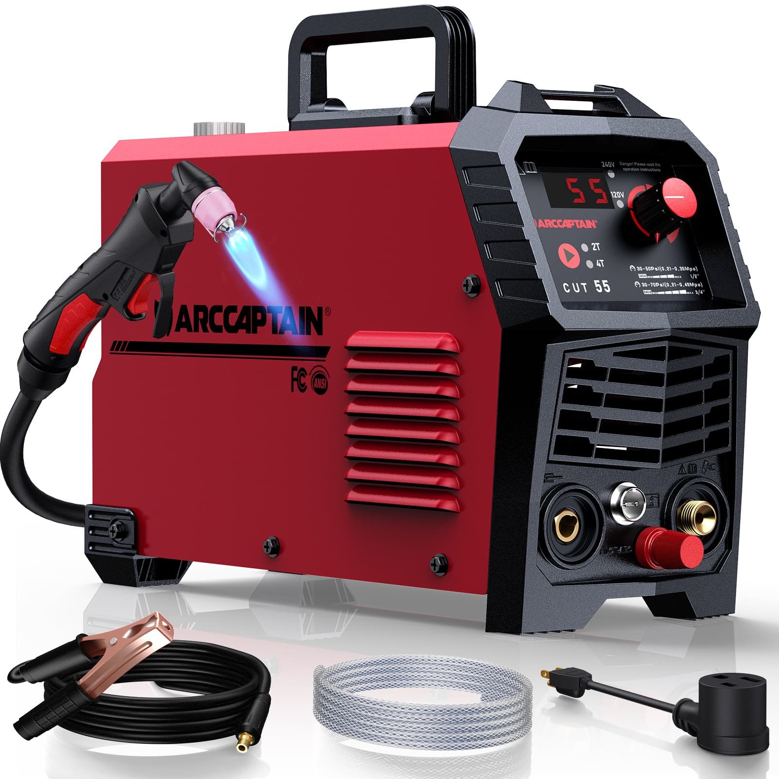 Arccaptain 120 or 240 -Volt 55 -Amp Plasma Cutter CUT55 DIGITAL Non-Touch Pilot Arc High-Frequency