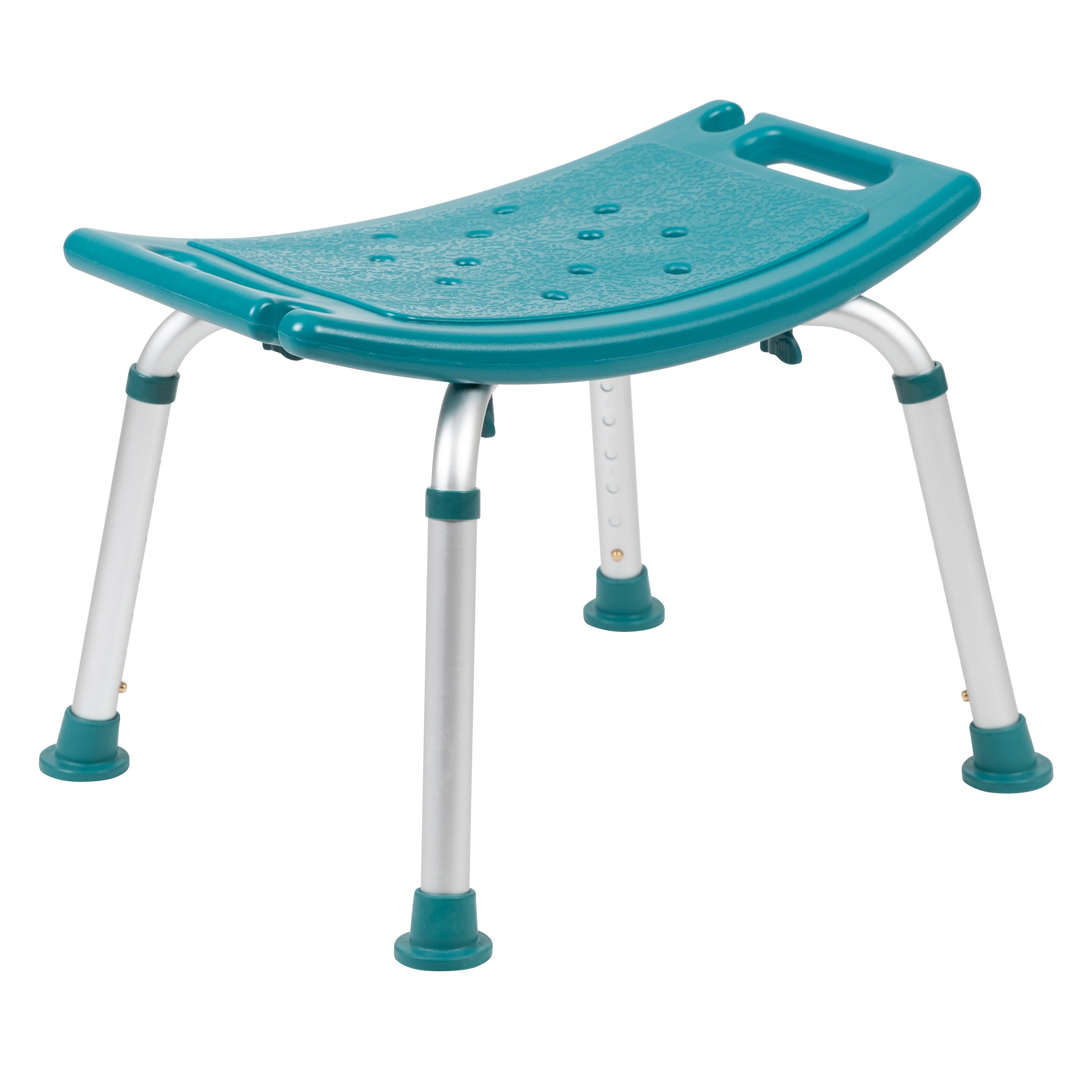 Flash Furniture 889142563815 HERCULES Series Tool-Free and Quick Assembly; 300 Lb. Capacity; Adjustable Teal Bath and Shower Chair with Non-slip Feet