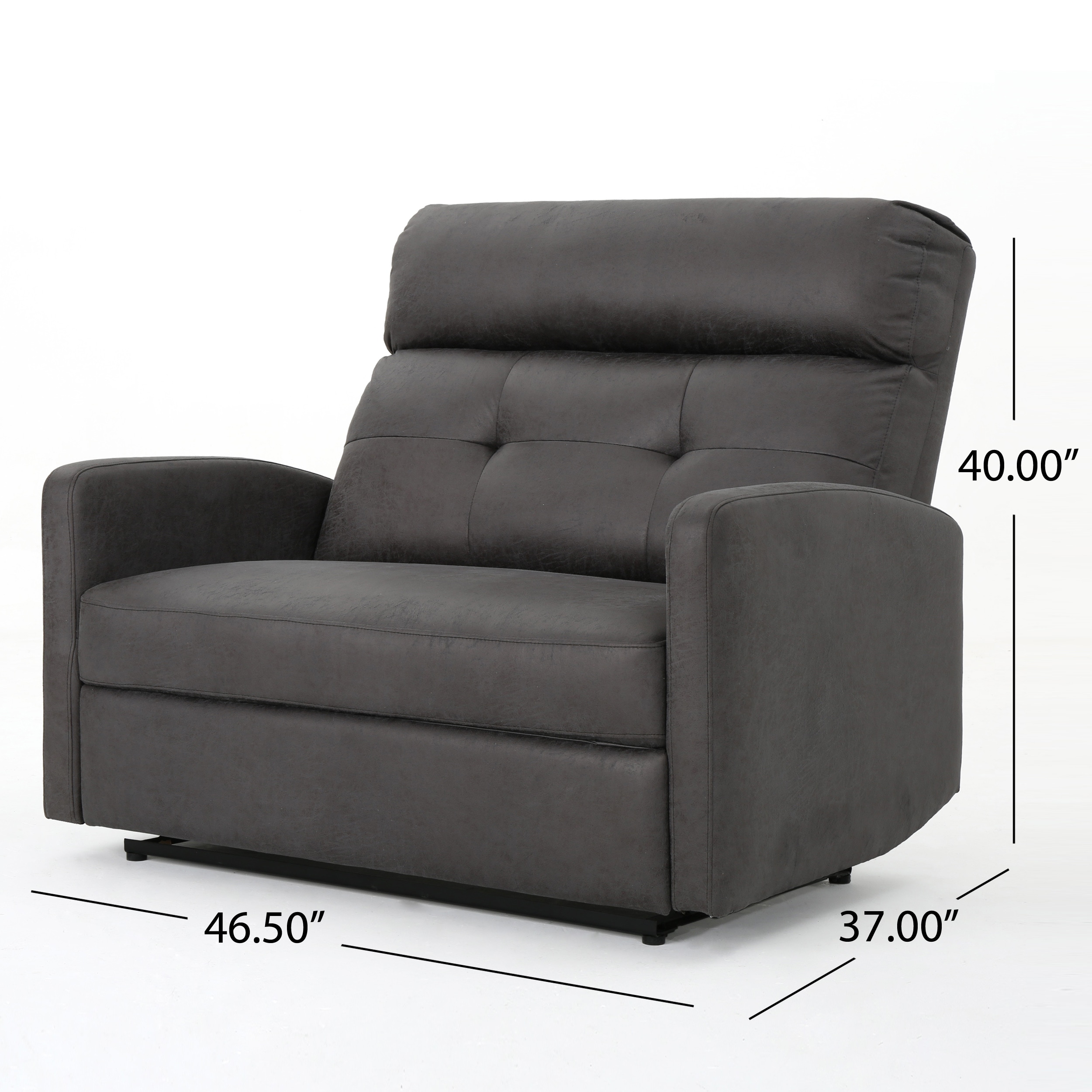 Slate Gray Microfiber 2-Seater Recliner with Wood Frame