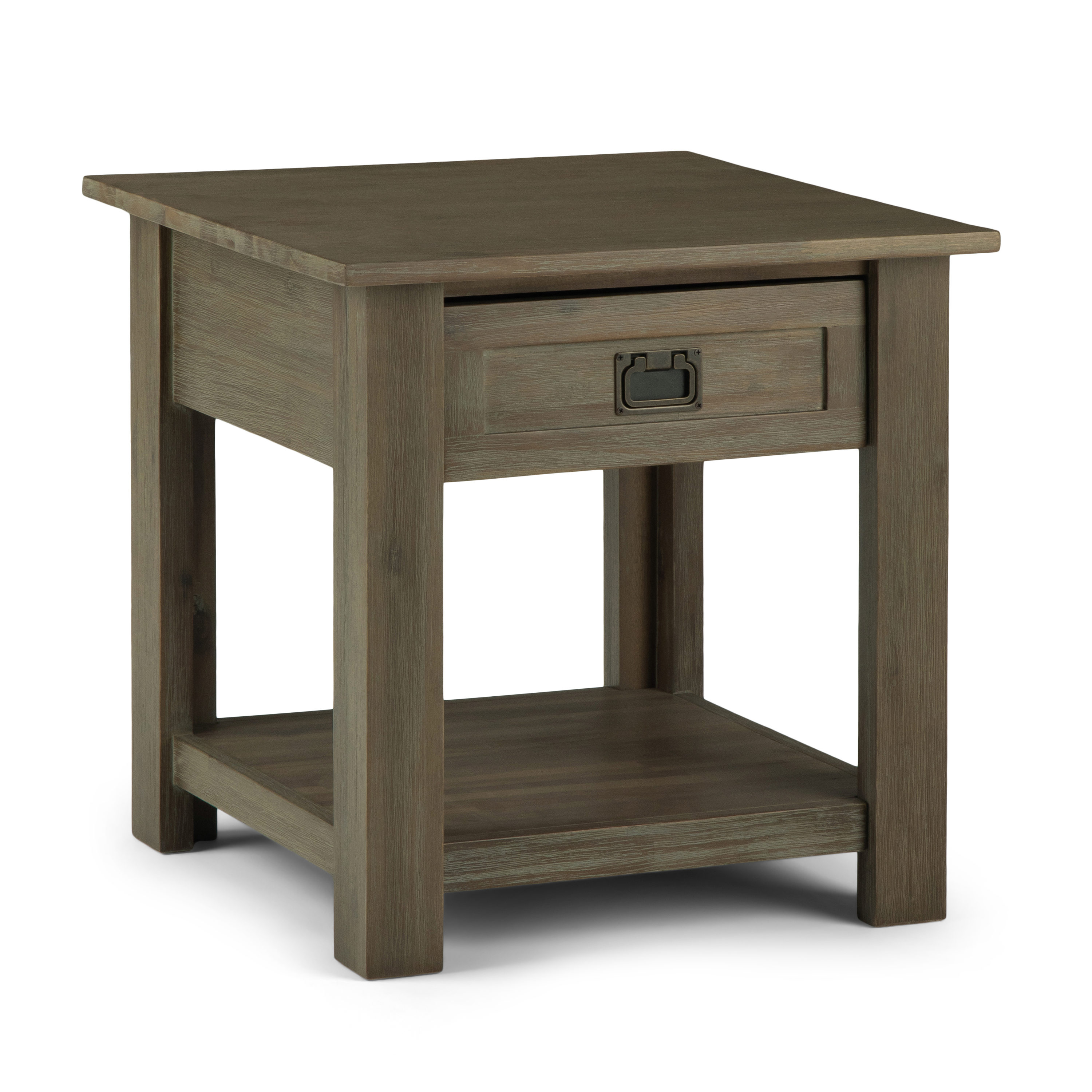 Simpli Home AXCMON-03GR Monroe 22-Inches W x 22-Inches H Distressed Grey Wood Square Rustic End Table with Storage Assembly Required