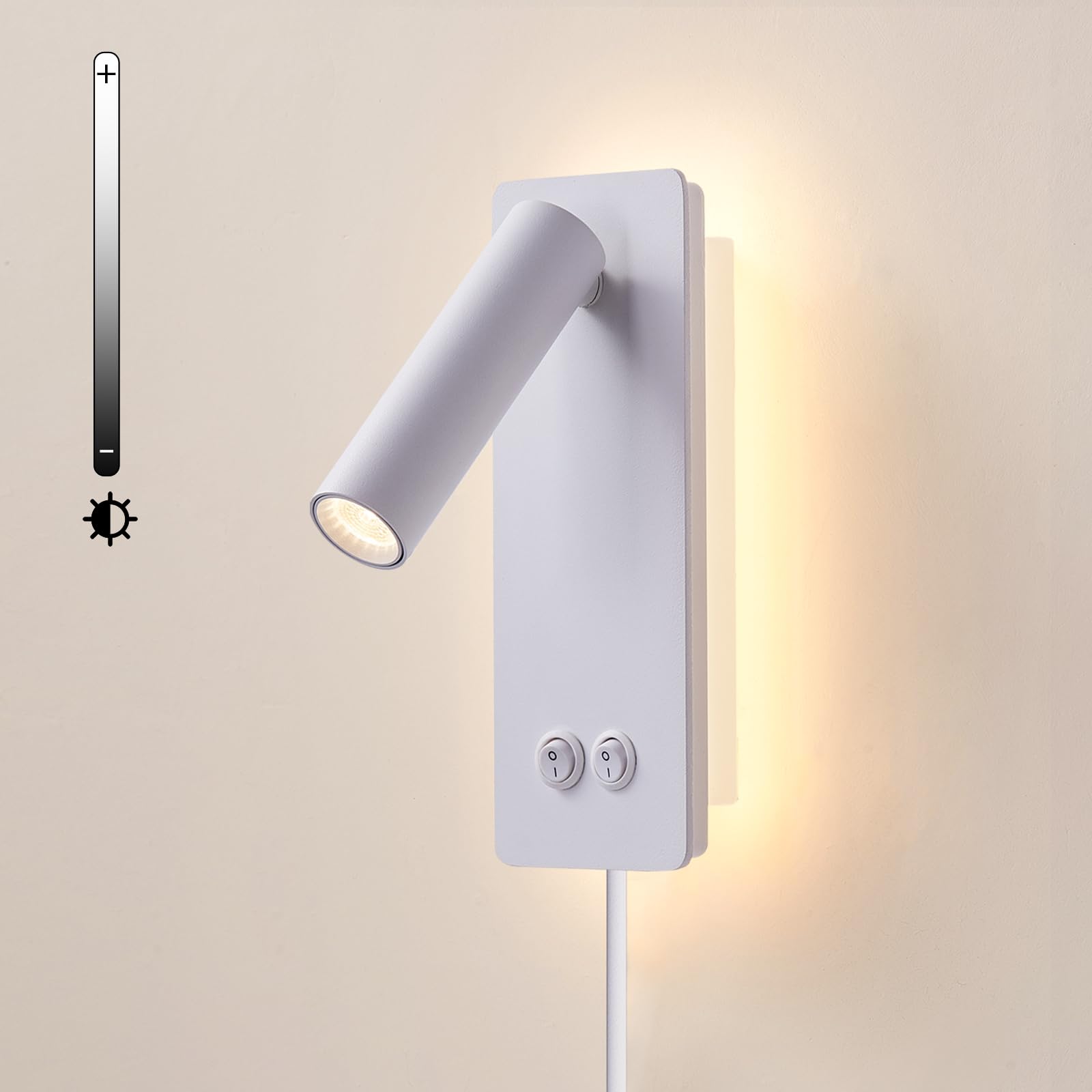 IUEST  Dimmable Wall Lamps Wall Mounted Reading Lights with Plug in and Hardwire Options 2 in 1 Sconces for Bedroom Study Bedside and Closet