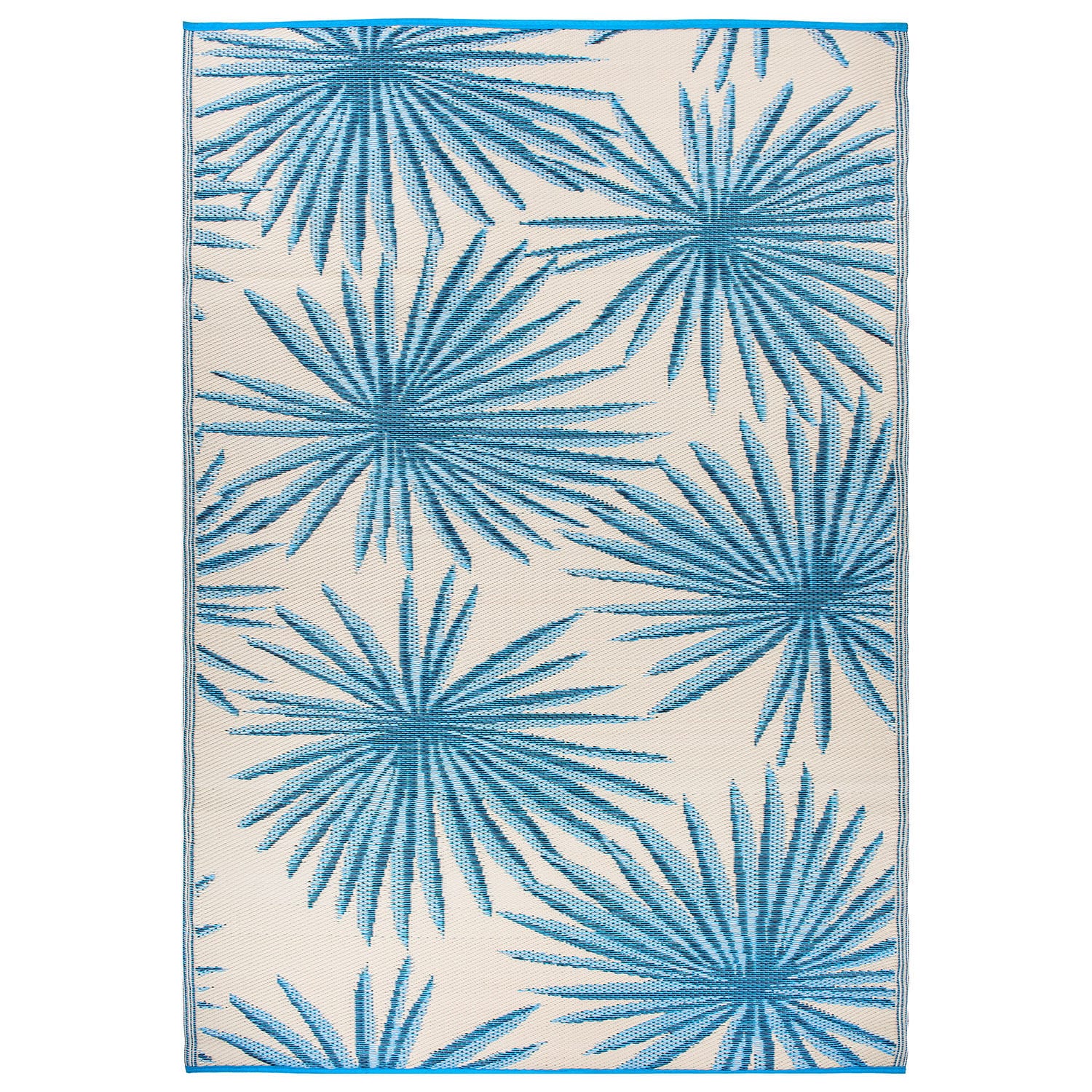 World Rug Gallery 6075BLUE5X7 5 x 7 (ft) Loomed Polypropylene Blue Rectangular Indoor/Outdoor Floral/Botanical Tropical Area rug