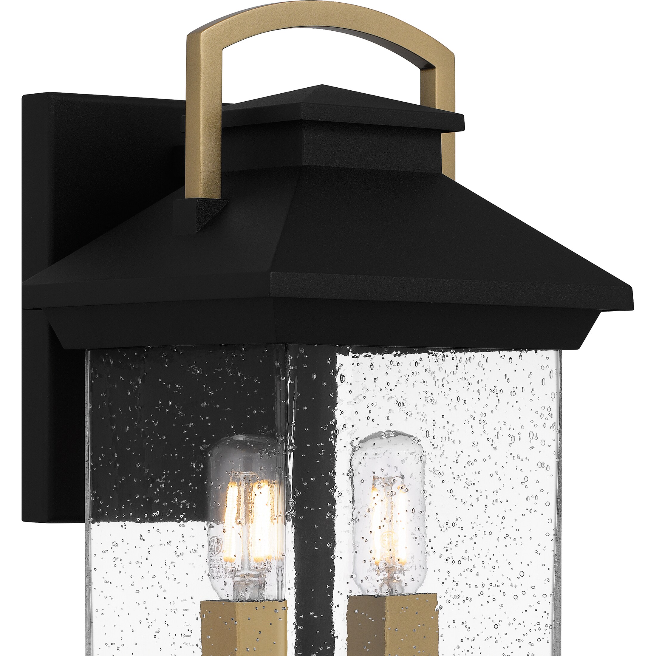 Henderson Black and Gold Outdoor Wall Lantern with Clear Glass