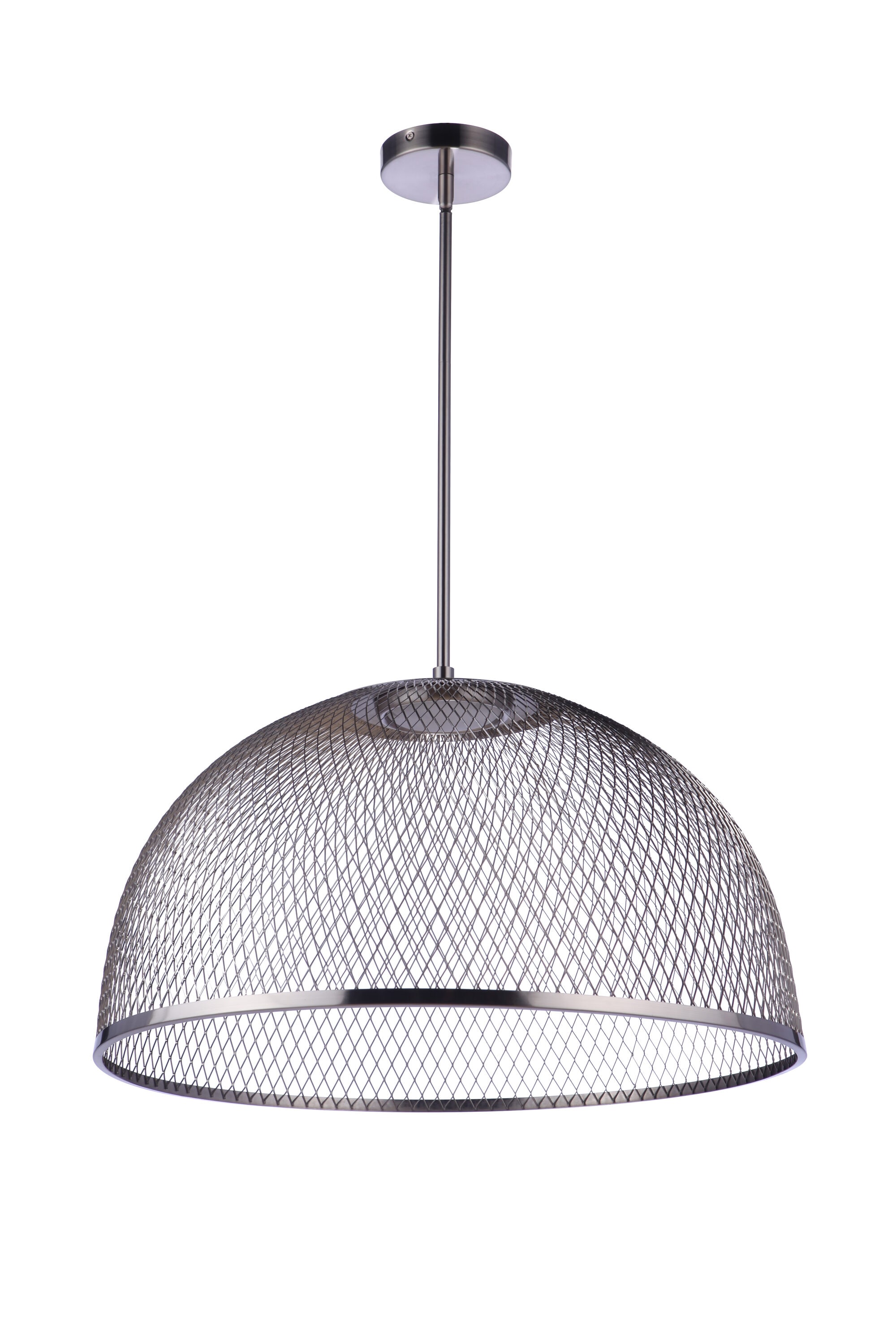 Brushed Polished Nickel Mesh Dome LED Pendant Light