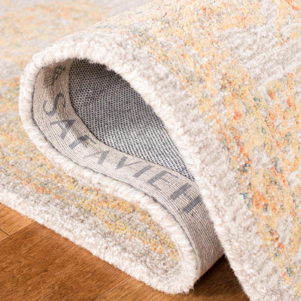 Beige and Gold 4' x 6' Handmade Wool Abstract Area Rug