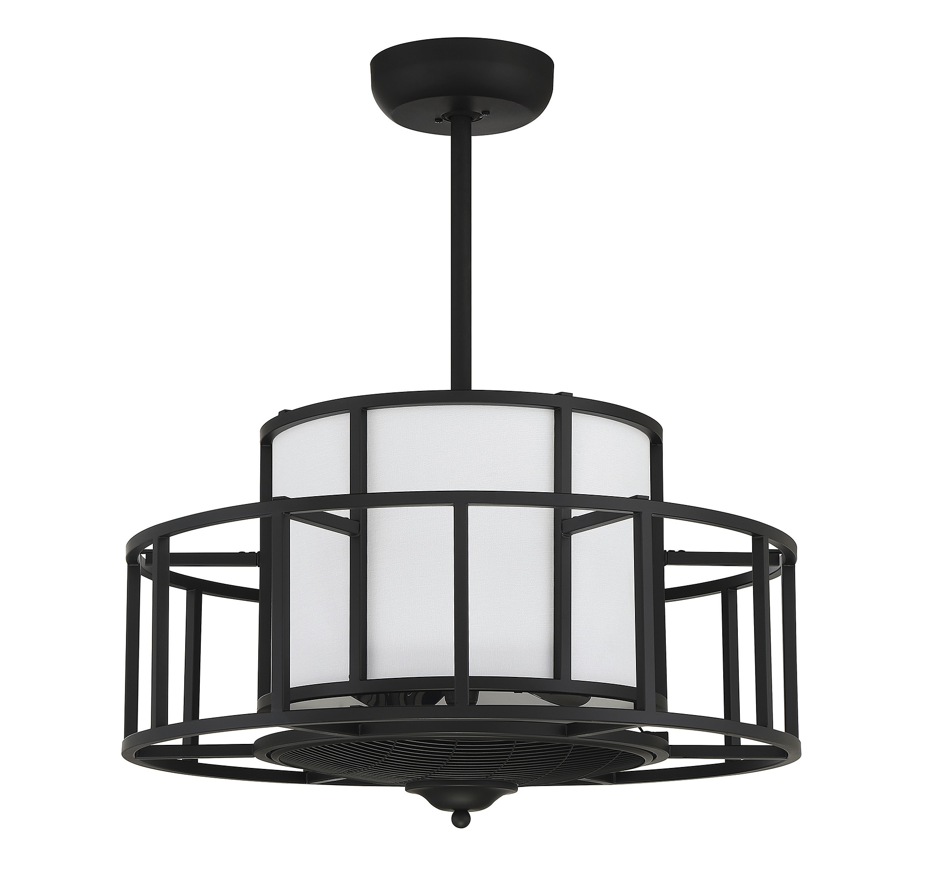 Oslo Matte Black 4-Light Chandelier Fan with Remote