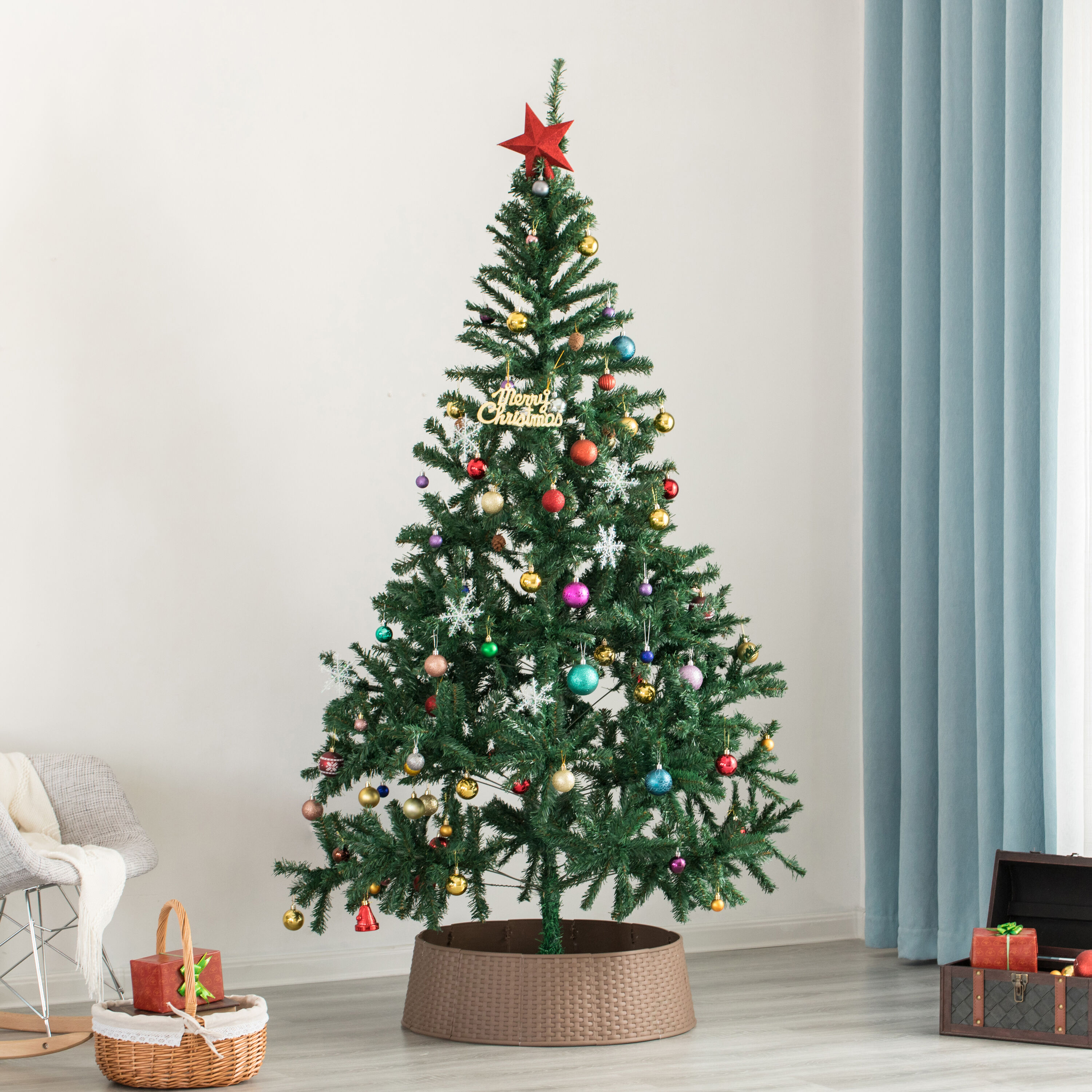 Large Brown Plastic Basket Weave Tree Skirt