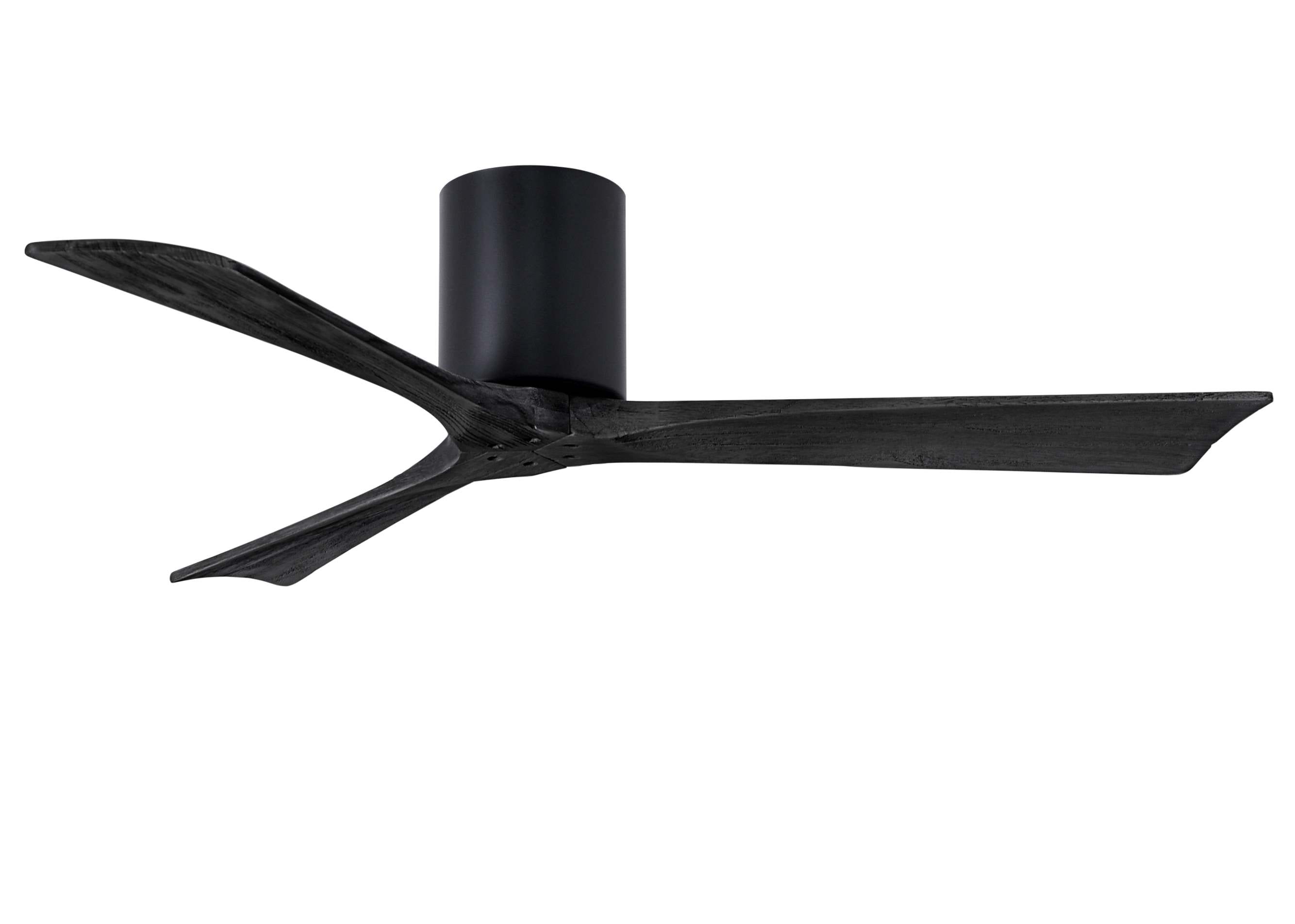 Matthews Fan Company IR3H-BK-BK-52 Irene-3H 52-in Outdoor Flush Mount Matte Black with Matte Black Blades Ceiling Fan Without Light - Remote Included ( 3 -Blade )
