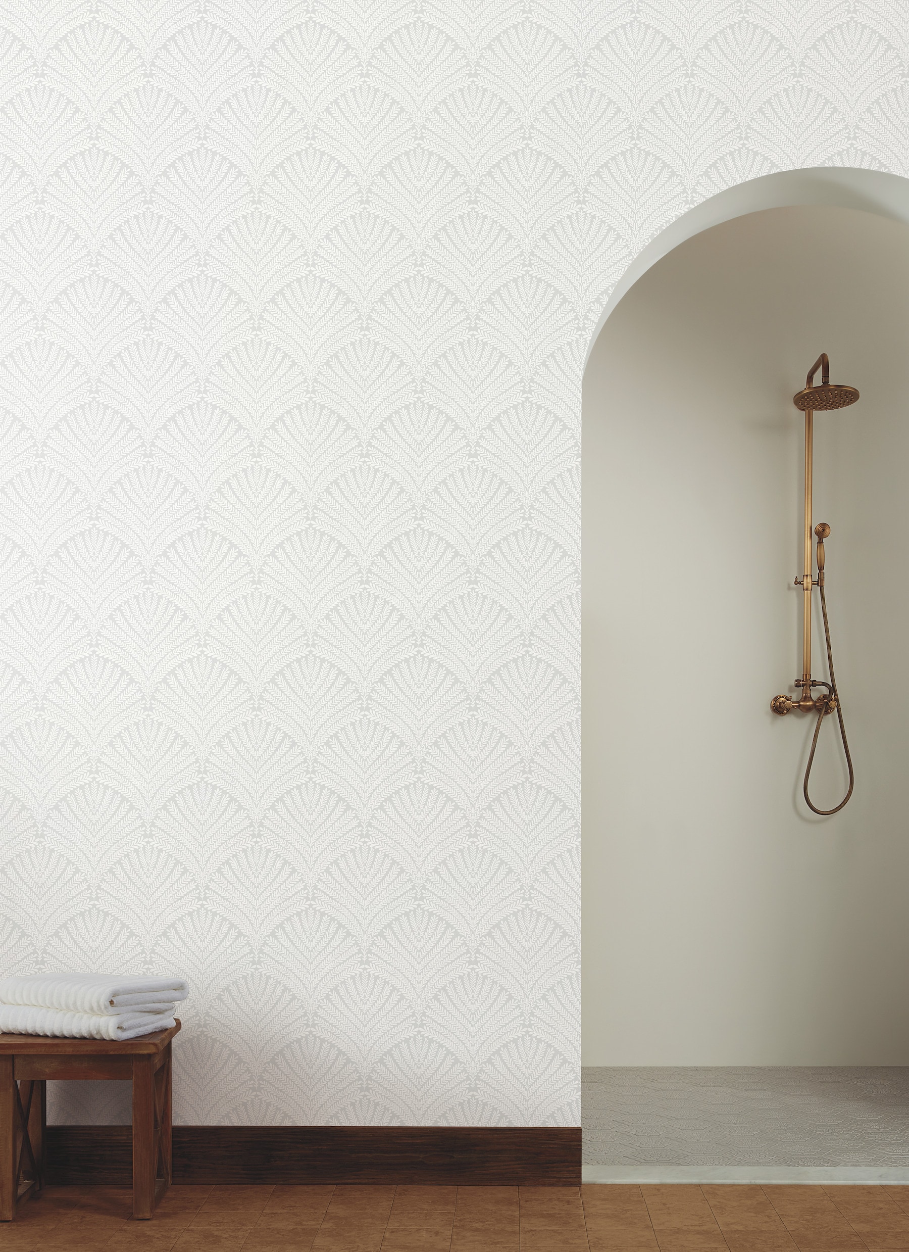 York Wallcoverings MN1874 Mediterranean 56.4-Sq. Feet Gray Non-woven Ivy/Vines Prepasted Water Activated Paste Wallpaper