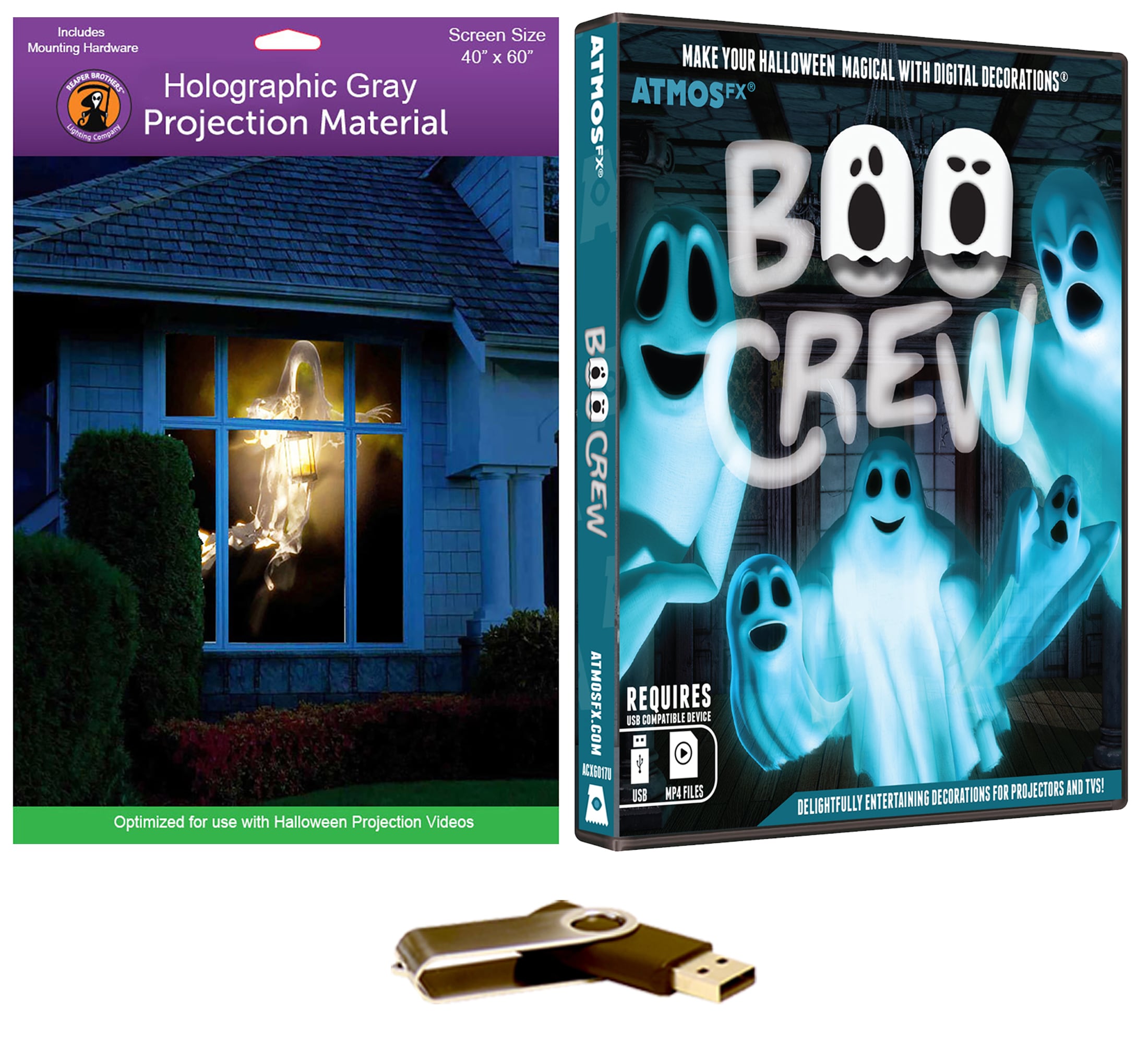 HoliScapes ATMOS-USB-BOOC-40X60 60-Inches Hanging Happy halloween Digital decoration
