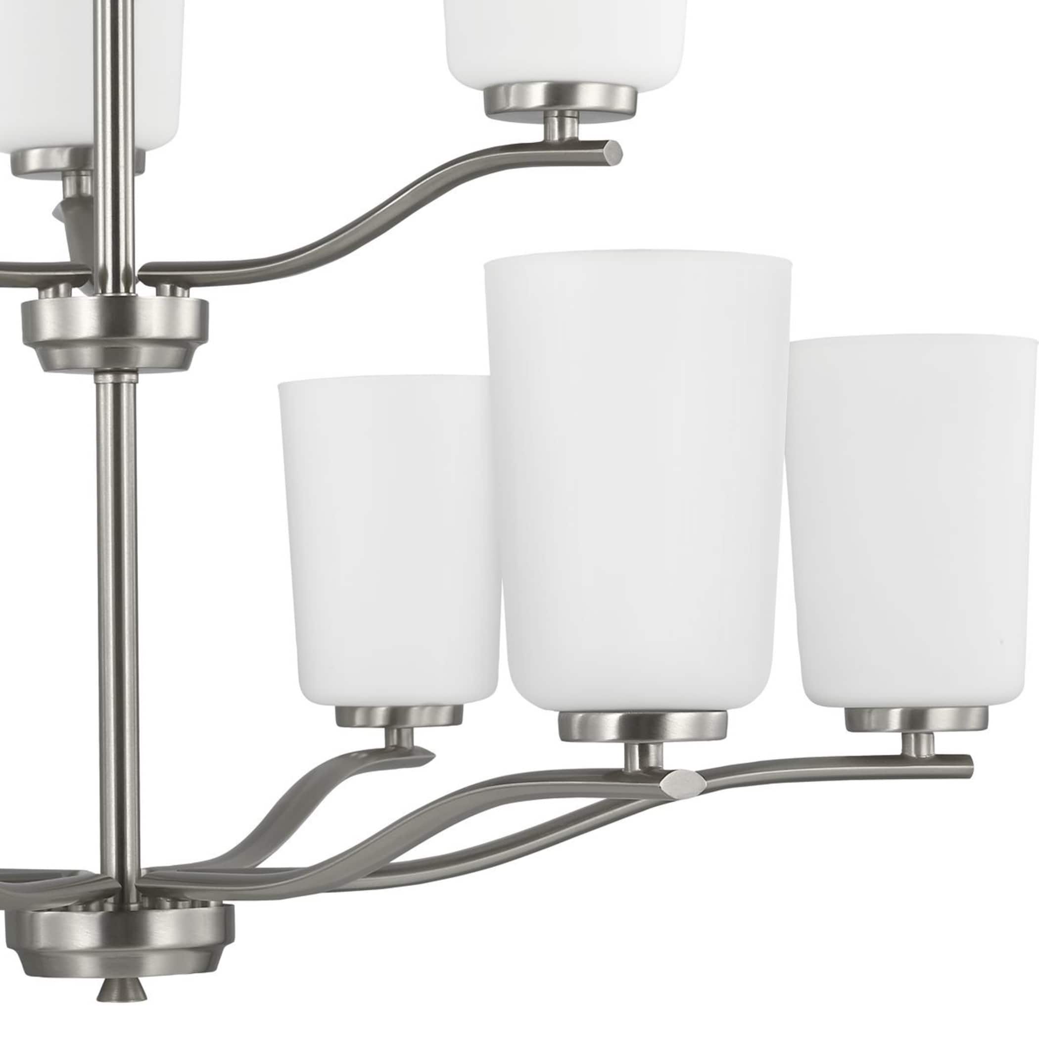 Adley Brushed Nickel Double-Tiered 9-Light Chandelier with Etched Glass Shades
