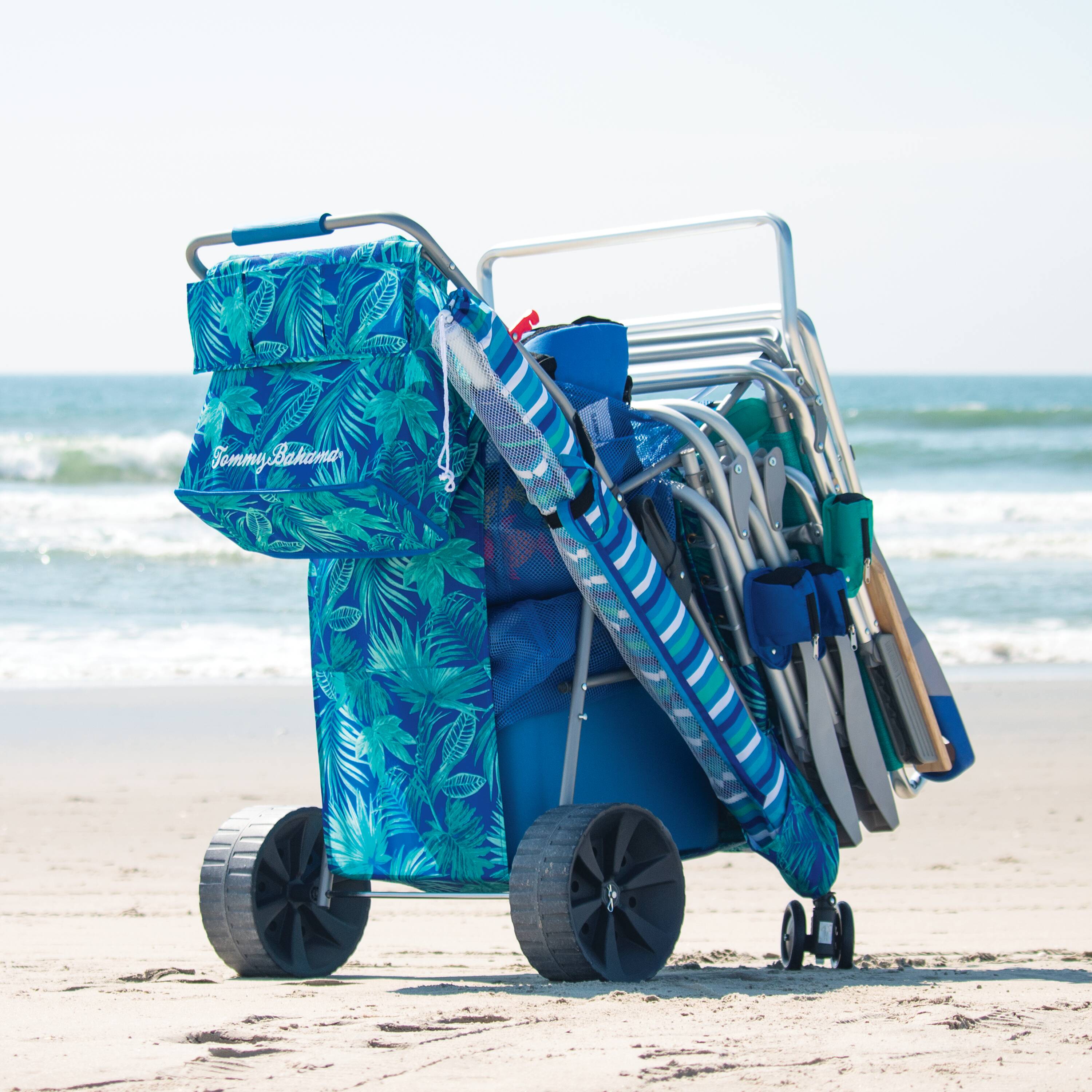 Tommy Bahama Polyester Blue Folding Beach Chair in the Beach