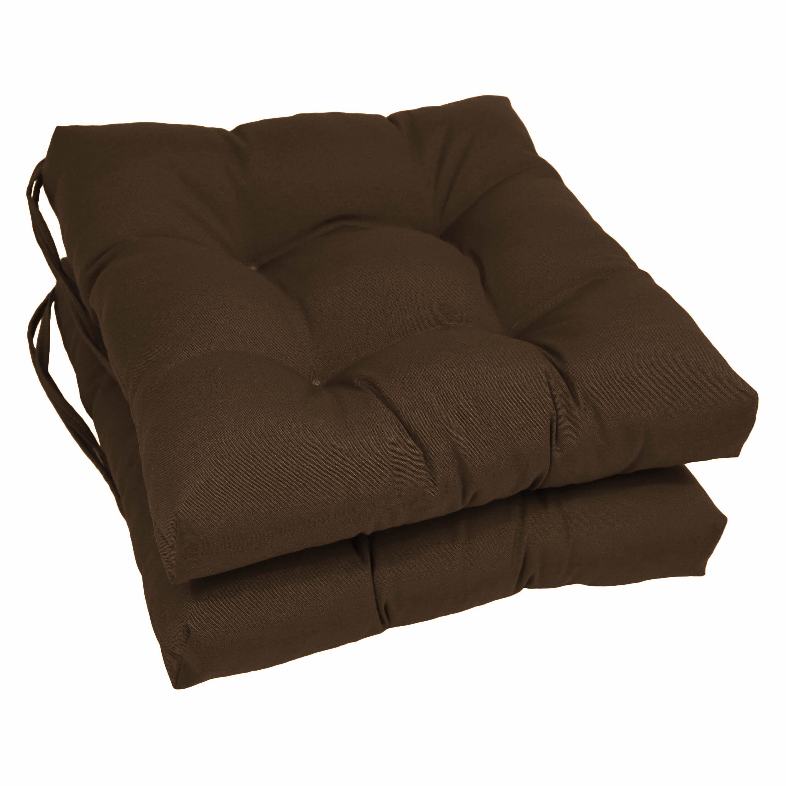 Blazing Needles 916X16SQ-T-2CH-TW-CH Chocolate Solid Chair Cushion