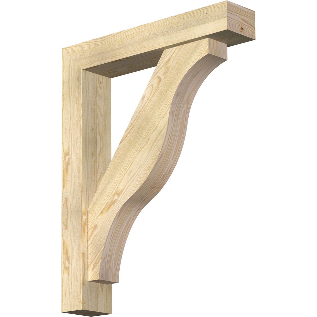 Ekena Millwork 1462457 Funston block rough sawnbracket with offset brace 6-in x 30-in x 38-in Douglas fir Brown Wood Standard bracket