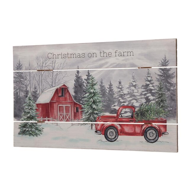 Glitzhome 24-inL Wooden Farmhouse Christmas Wall Decor - Multi Color ...