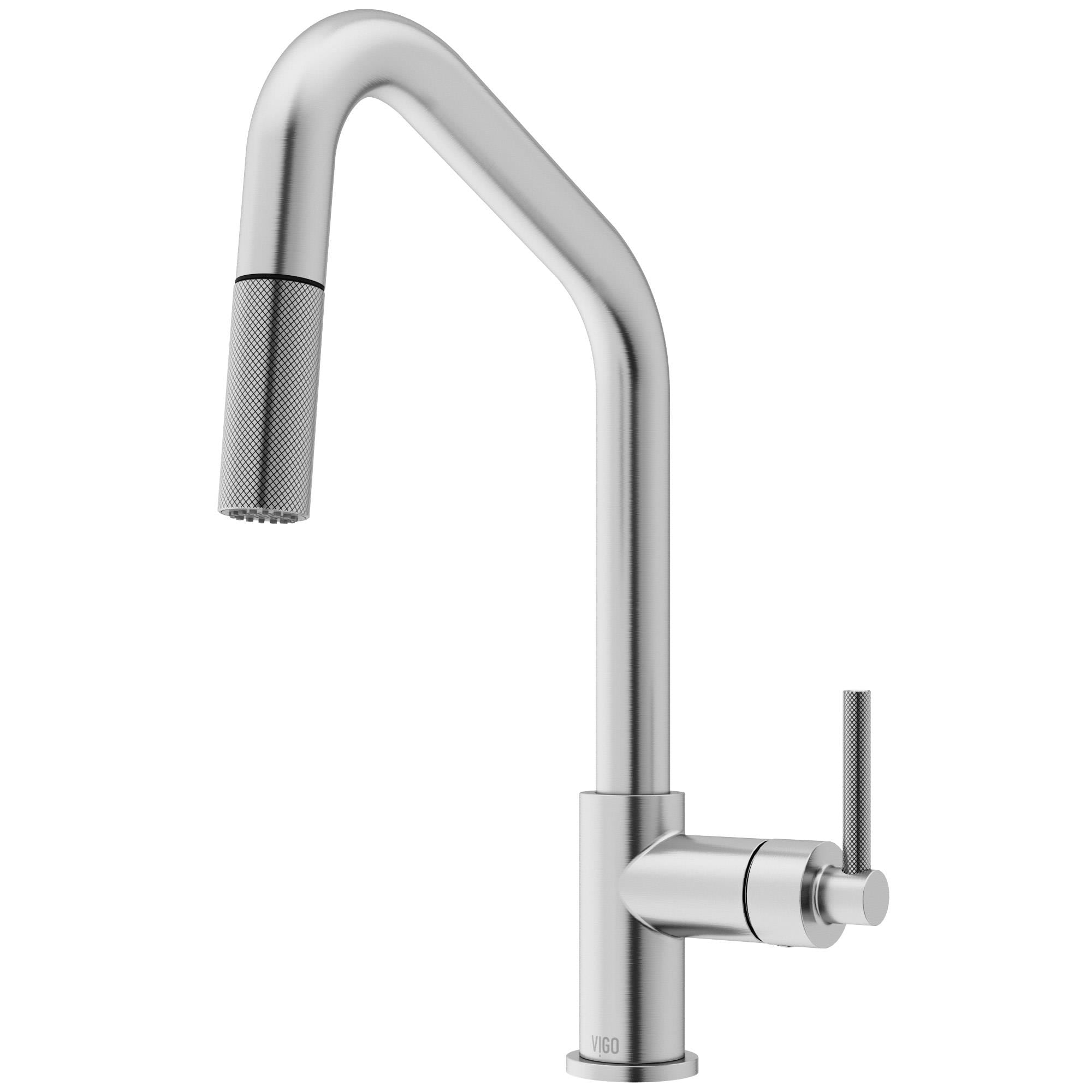 VIGO VG02038ST Utopia Stainless Steel Single Handle Deck-mount Pull-down Kitchen Faucet with Sprayer